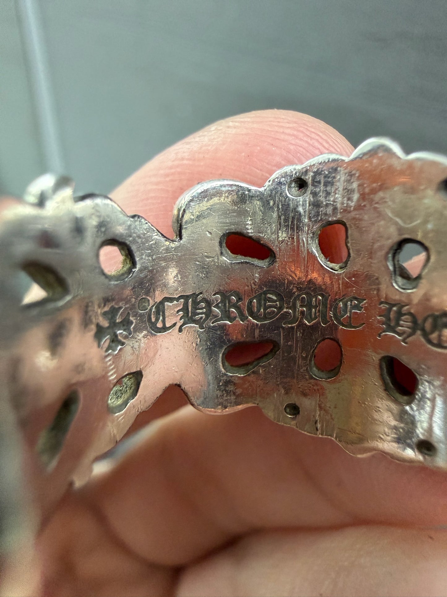 Chrome Hearts Double Floral Cross Ring with Diamond