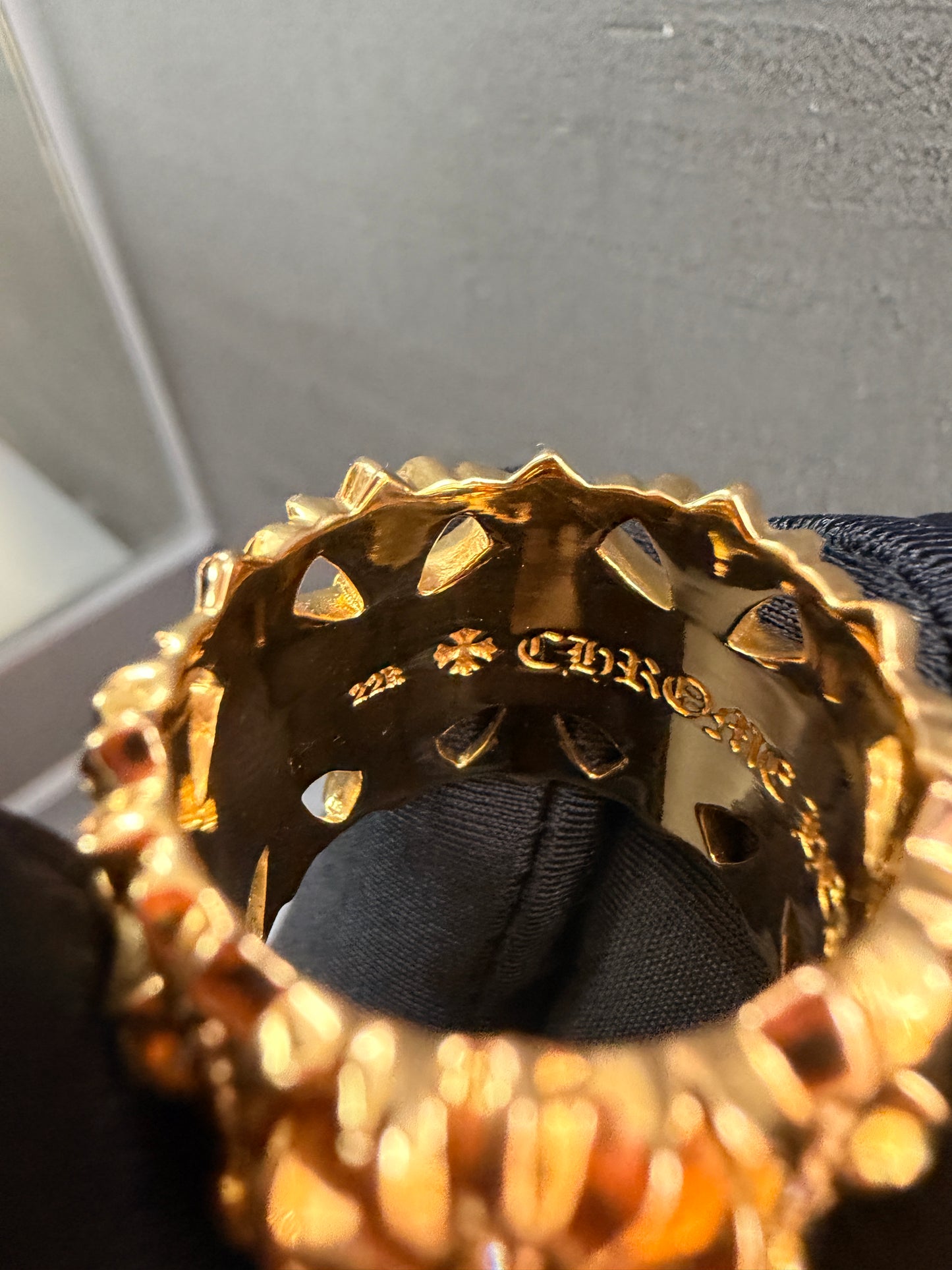 Chrome Hearts 22k Cemetery Cross Ring With Diamonds