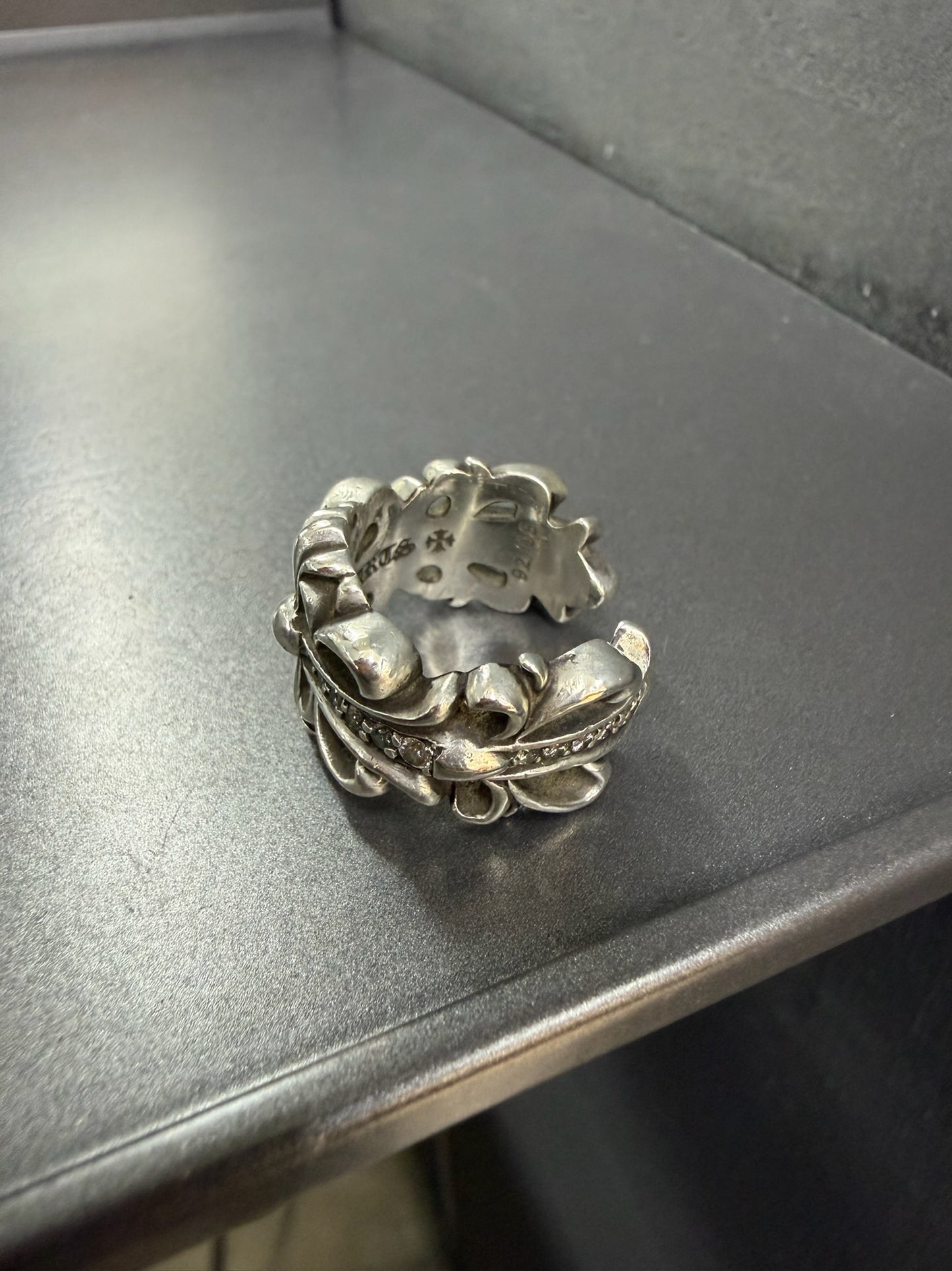 Chrome Hearts Double Floral Cross Ring with Diamond