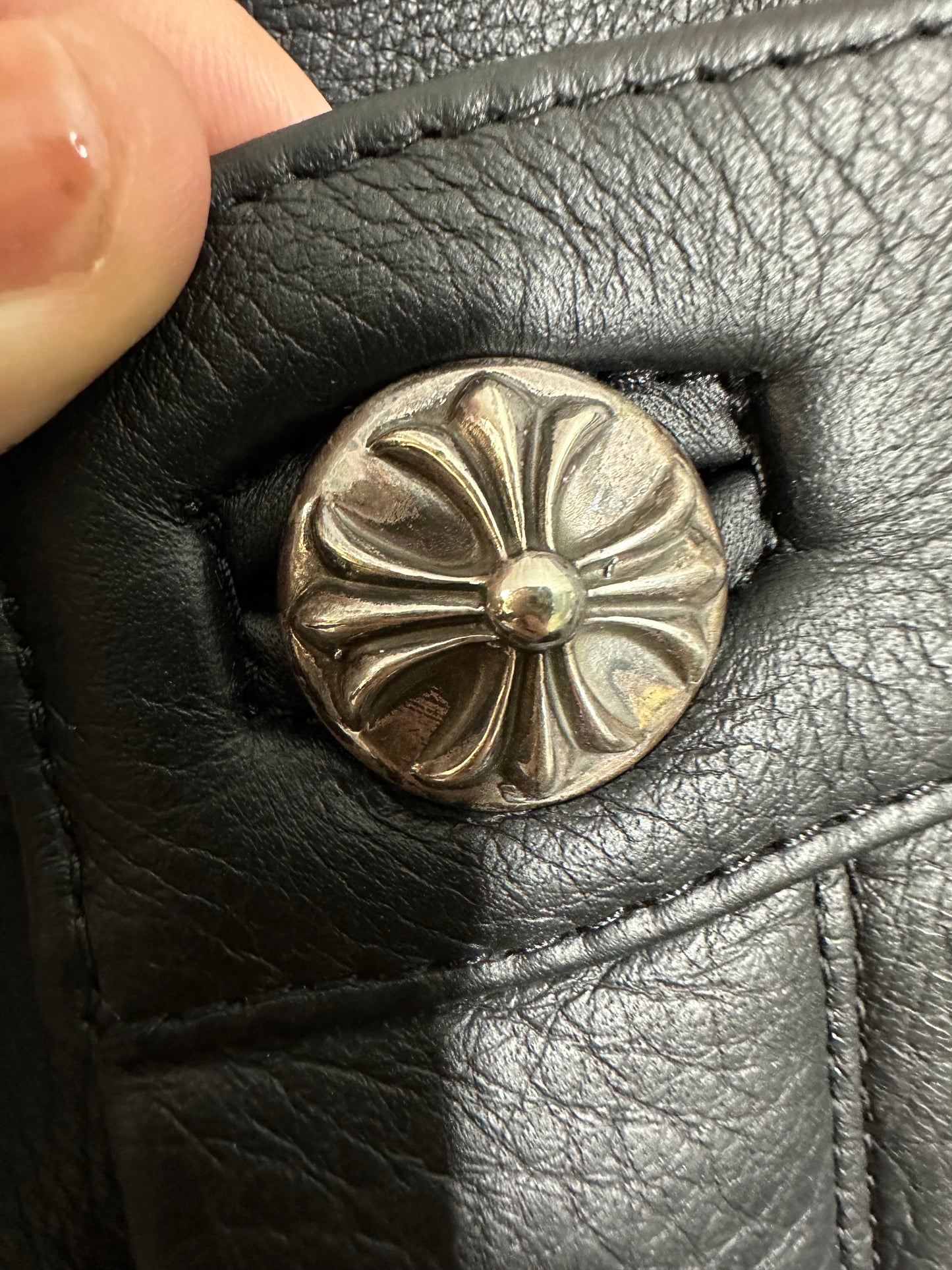Chrome Hearts Fleur Knee Leather  Pants