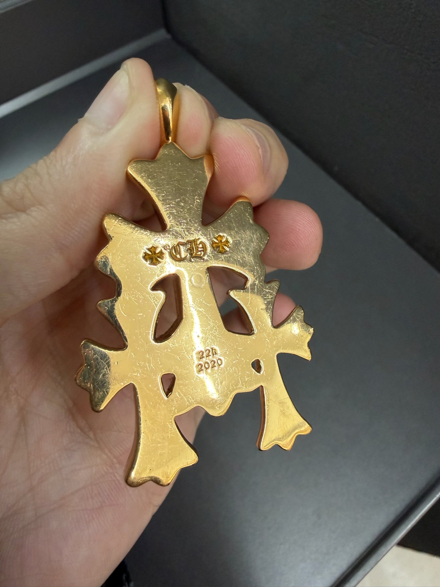 Chrome Hearts 22k Emerald Triple Cross Pendant