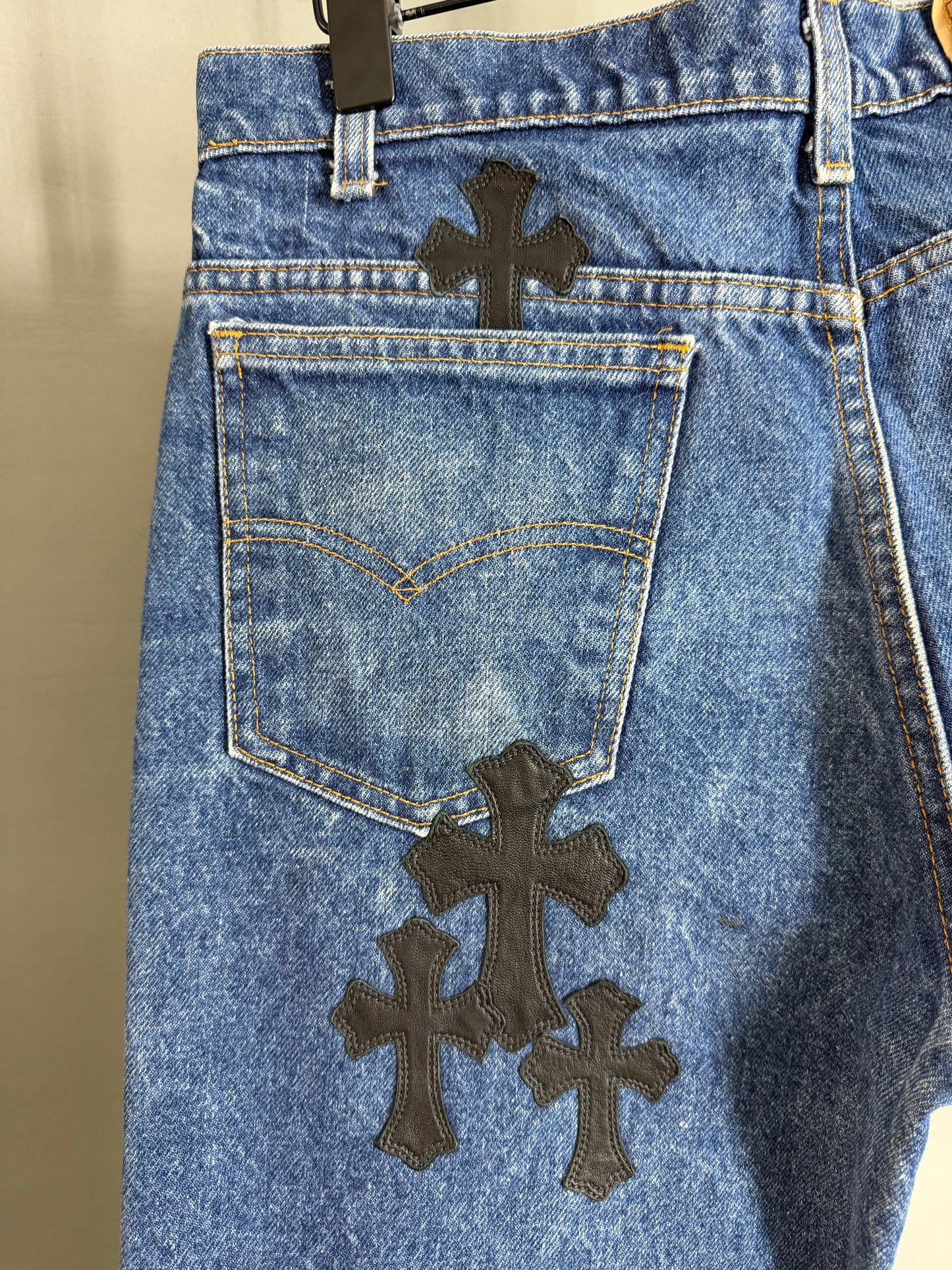 Chrome Hearts Leather Cross Patch 517 Jeans