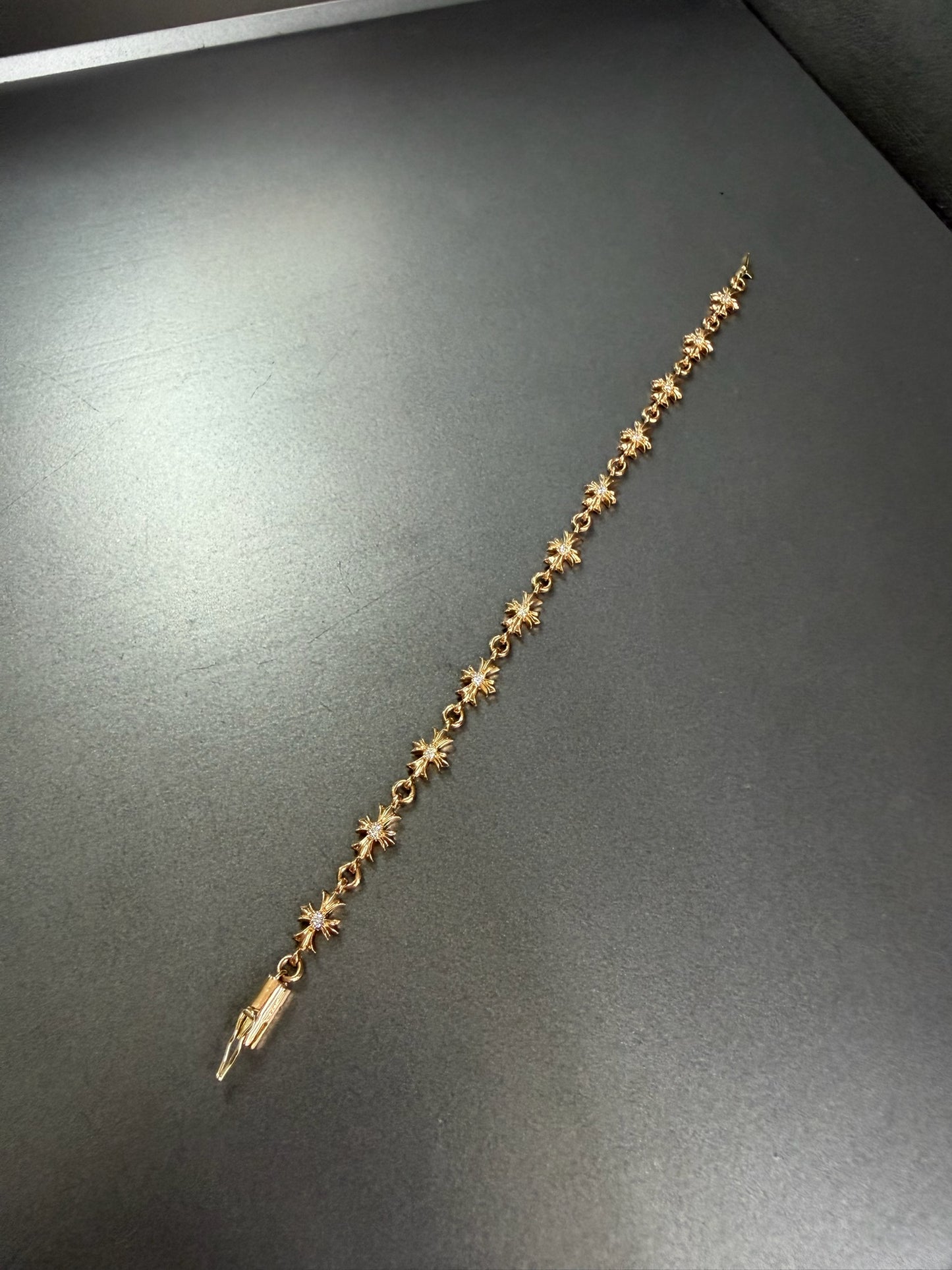 Chrome Hearts 22k Tiny E Bracelet with Diamonds