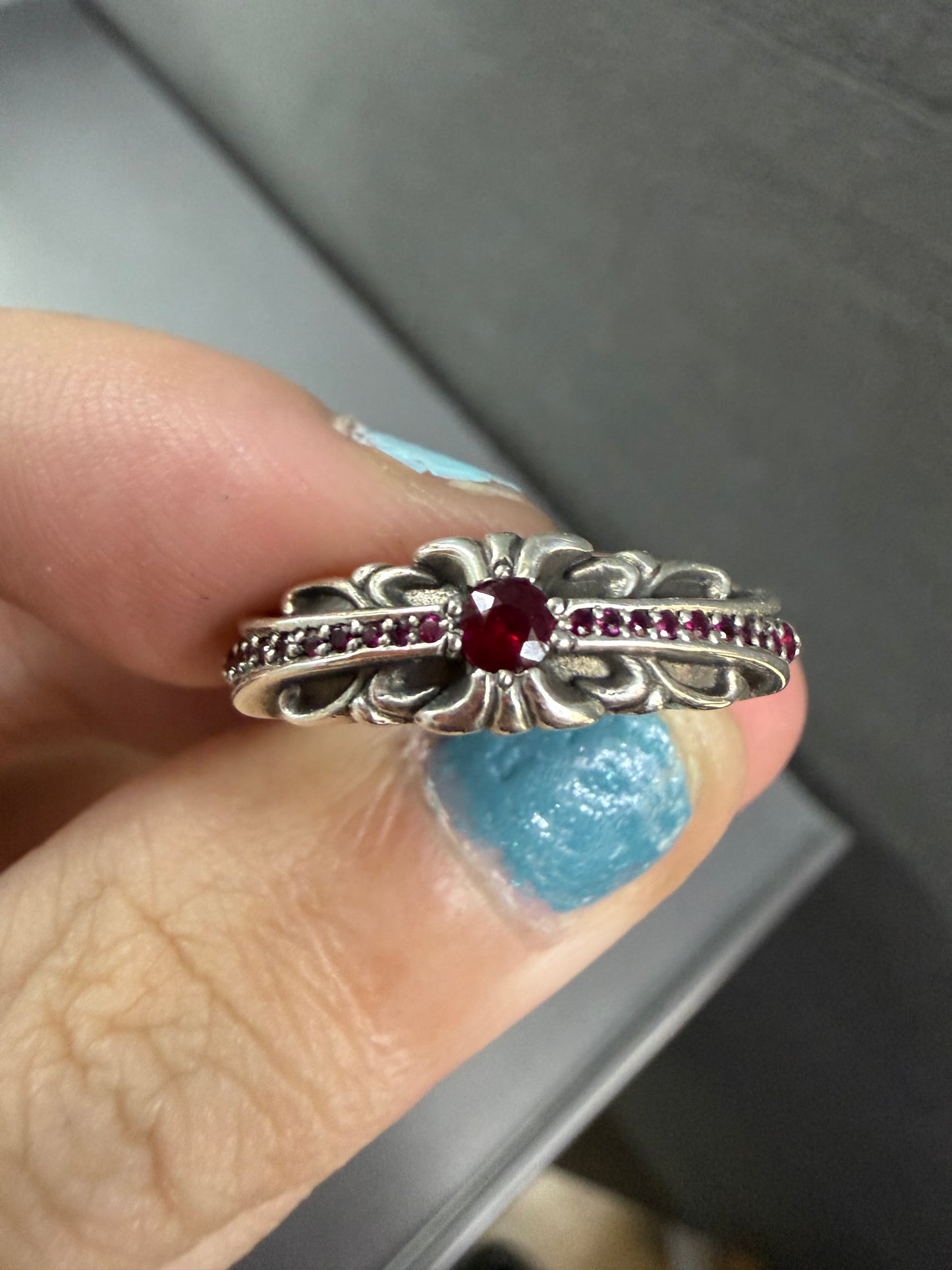 Chrome Hearts Baby Classic Ruby Ring with Diamonds