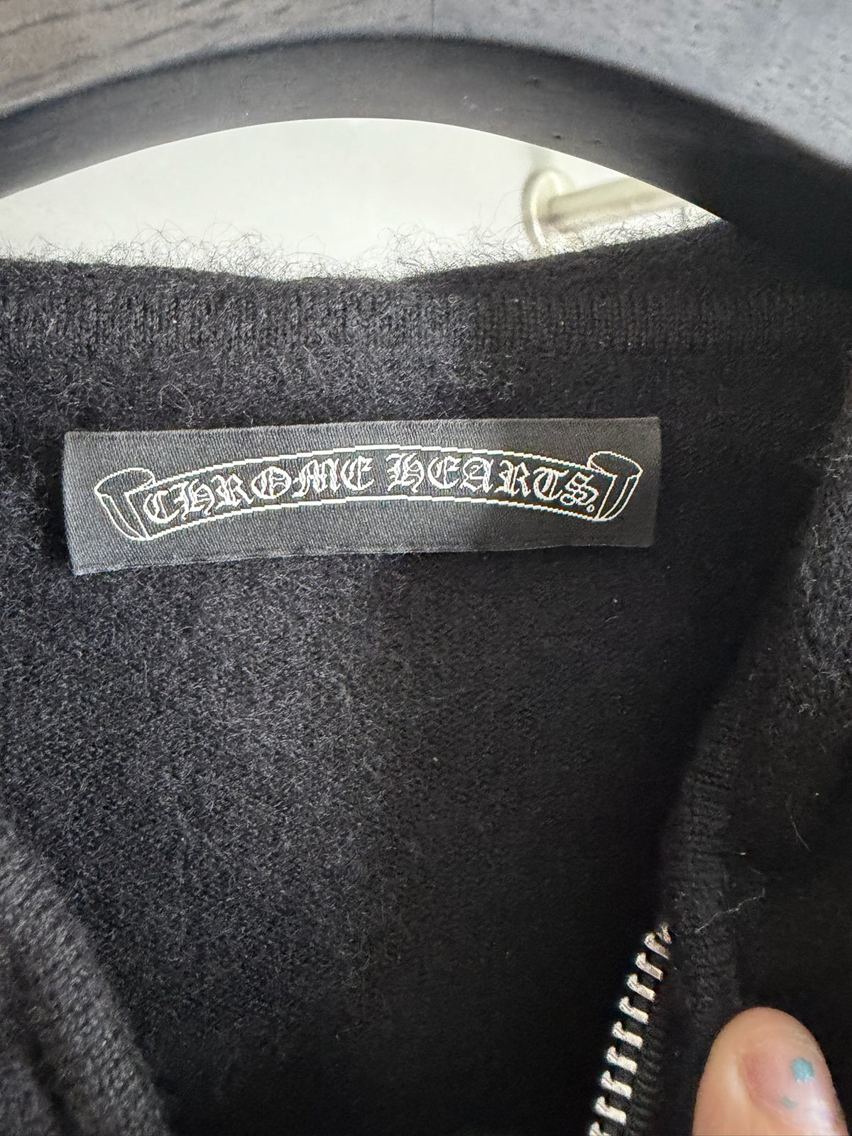 Chrome Hearts Cashmere Flooded Cross Patch Zip-Up Hoodie