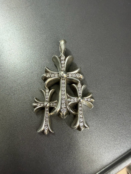Chrome Hearts Triple Cross Ring with Diamonds