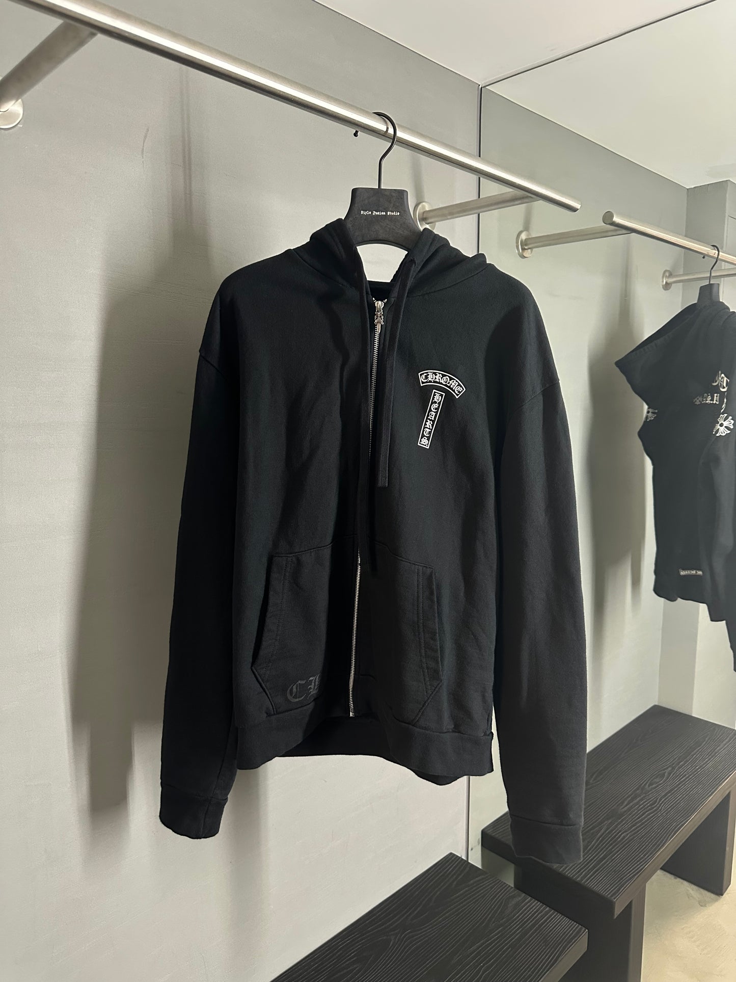 Chrome Hearts T Bar Logo Zip-up Hoodie