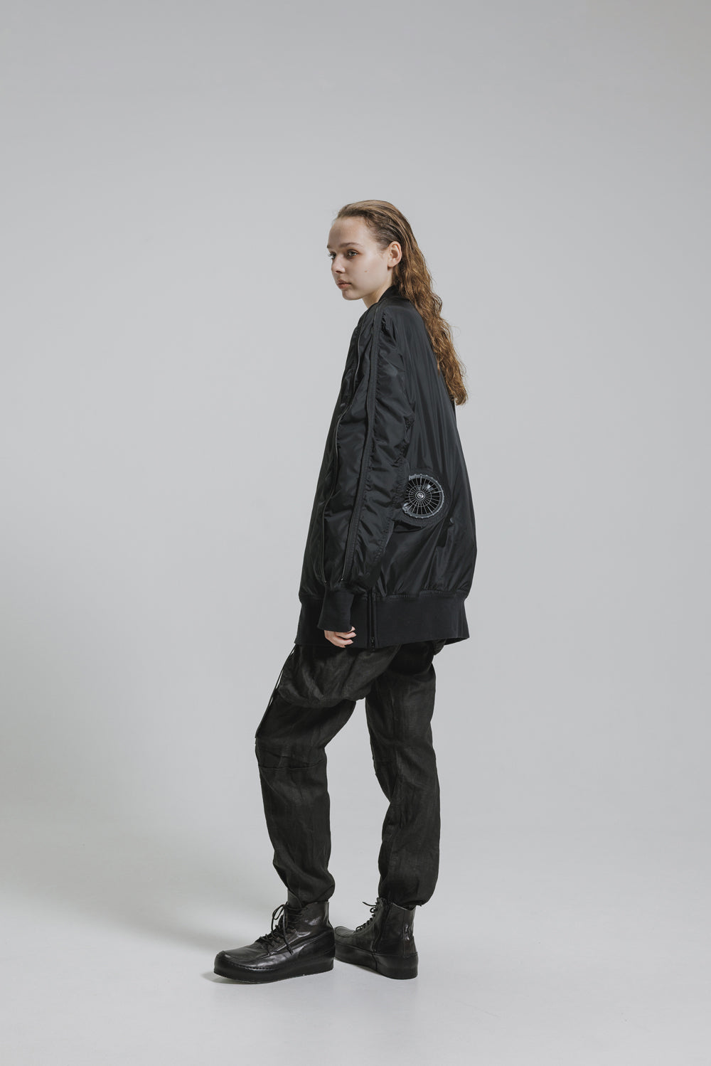 NUDE:MM Nylon Taffeta Oversized Bomber Jacket (Detachable Hem Parts)