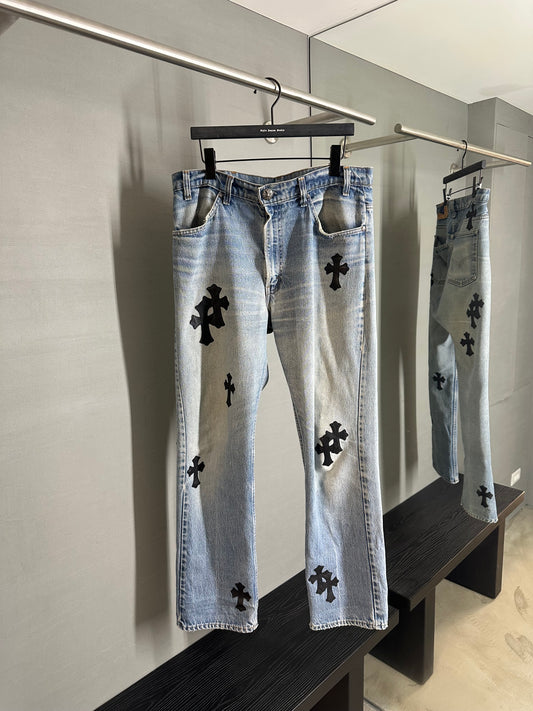 Chrome Hearts Leather Patched 519 Levis Jeans