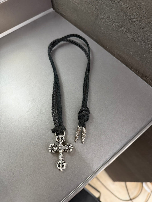 Chrome Hearts Leather Braided Filigree Necklace