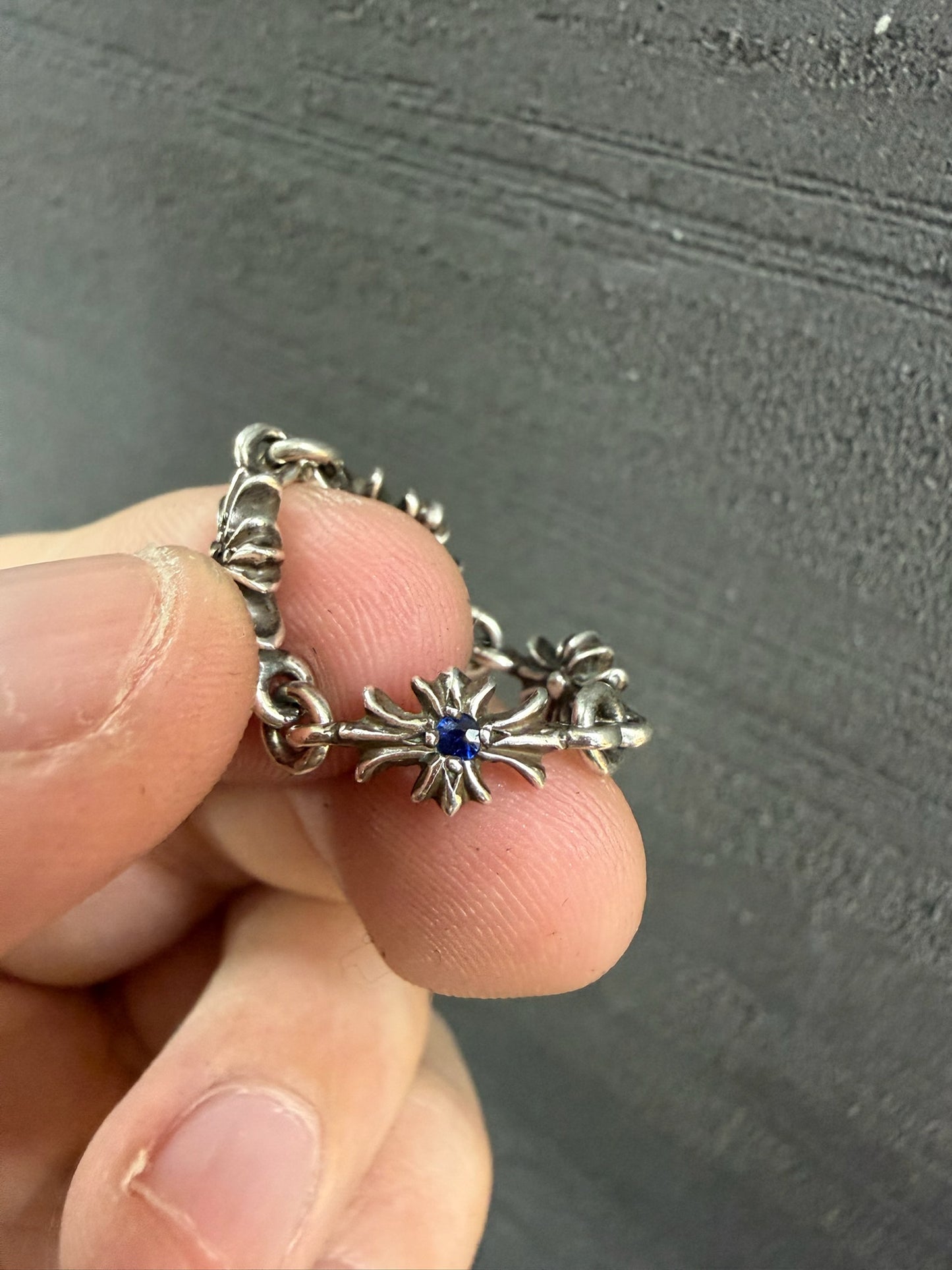 Chrome Hearts Sapphire Tiny E Cross Ring