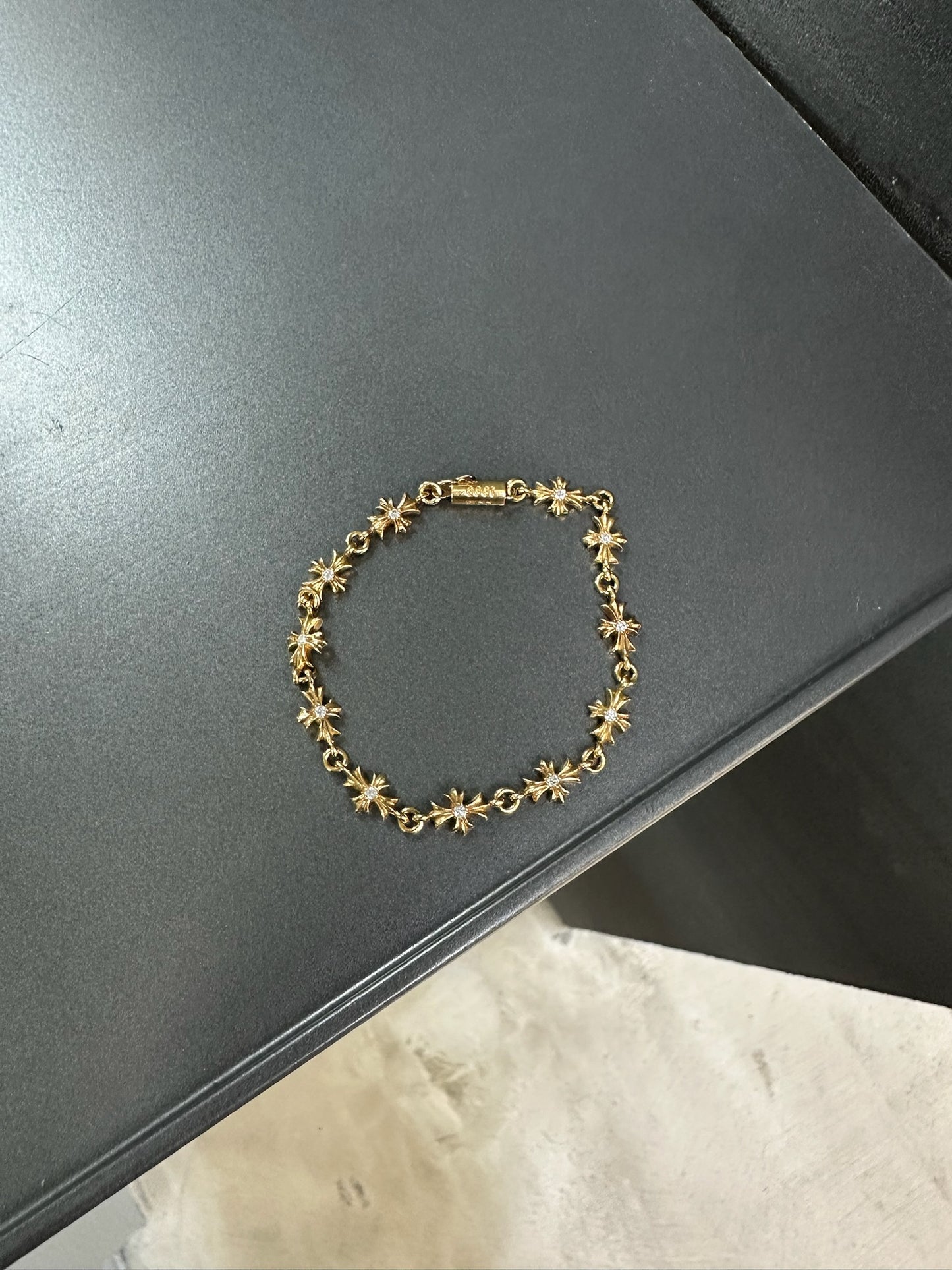Chrome Hearts 22k Tiny E bracelet with diamonds 11links