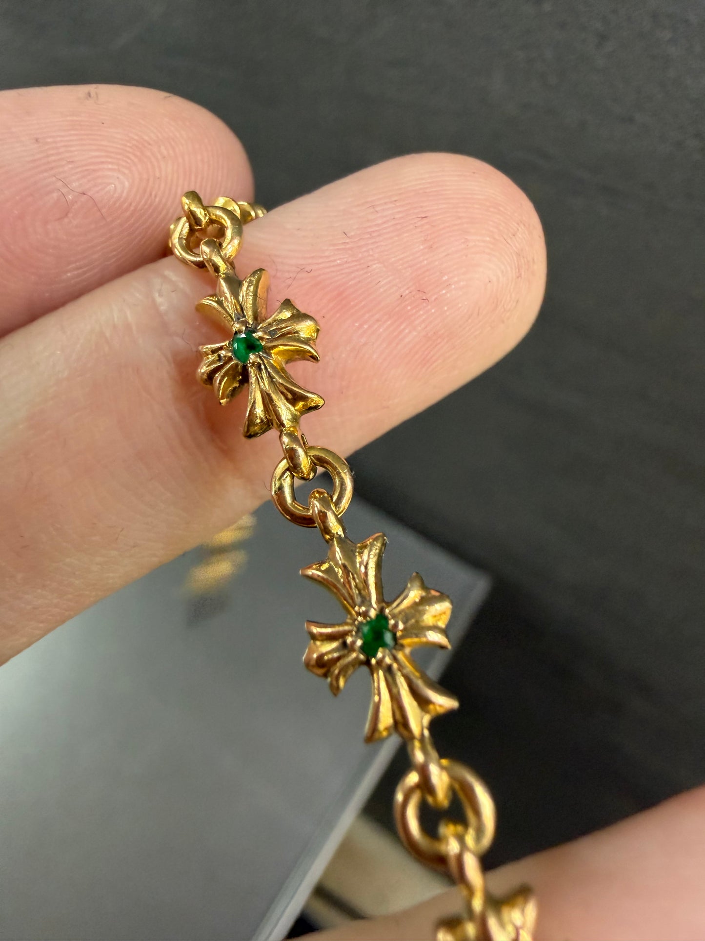 Chrome Hearts 22K Emerald Tiny E Bracelet 12 Links