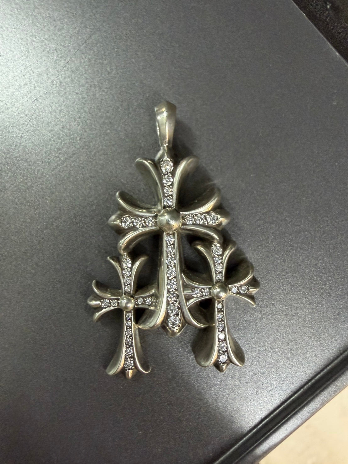 Chrome Hearts Triple Cross Pendant with Diamonds