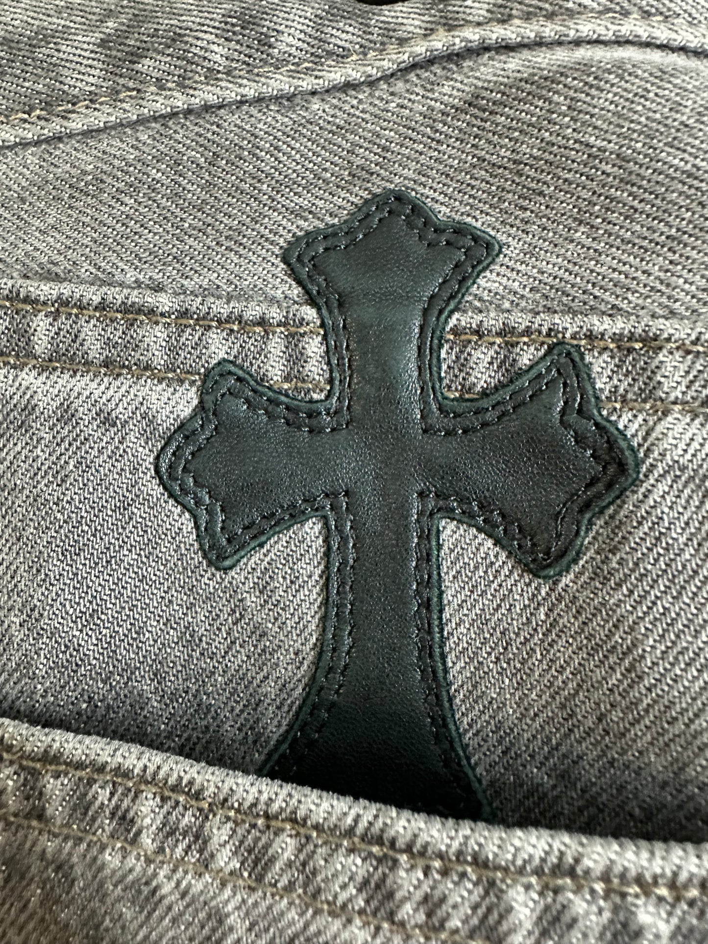 Chrome Hearts Leather Patched 501 Levis Jeans