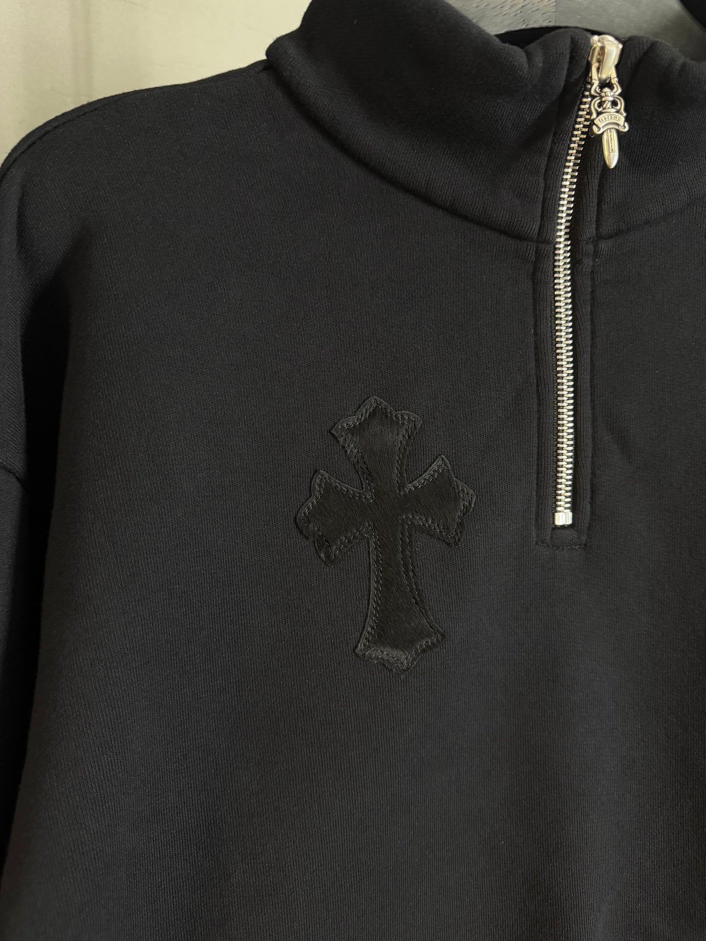 Chrome Hearts Leather/Patent  Cross Patch Half-Zip