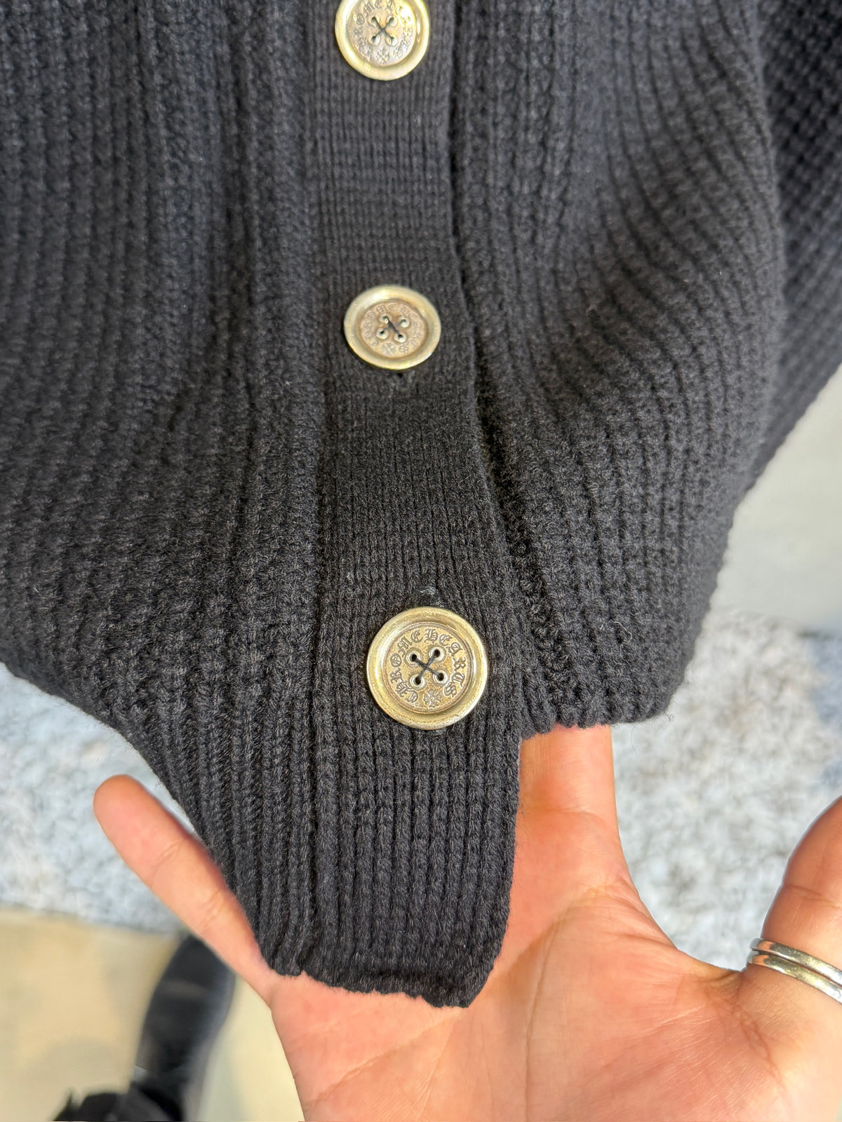 Chrome Hearts Cross Patch Waffle Cashmere Cardigan