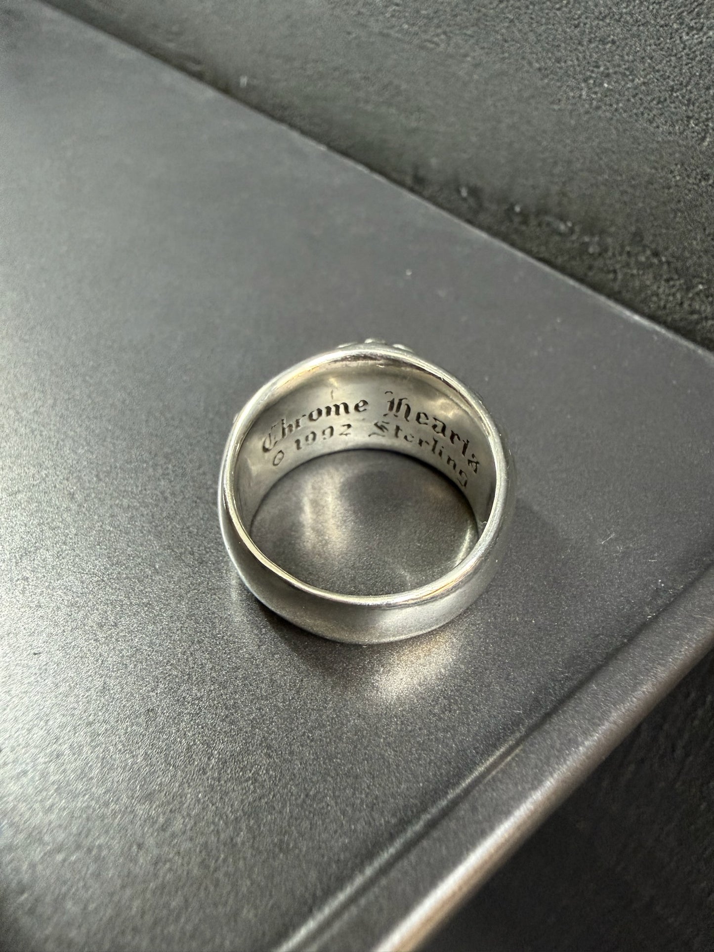 Chrome Hearts Baby Floral Keeper Ring with Black Diamonds