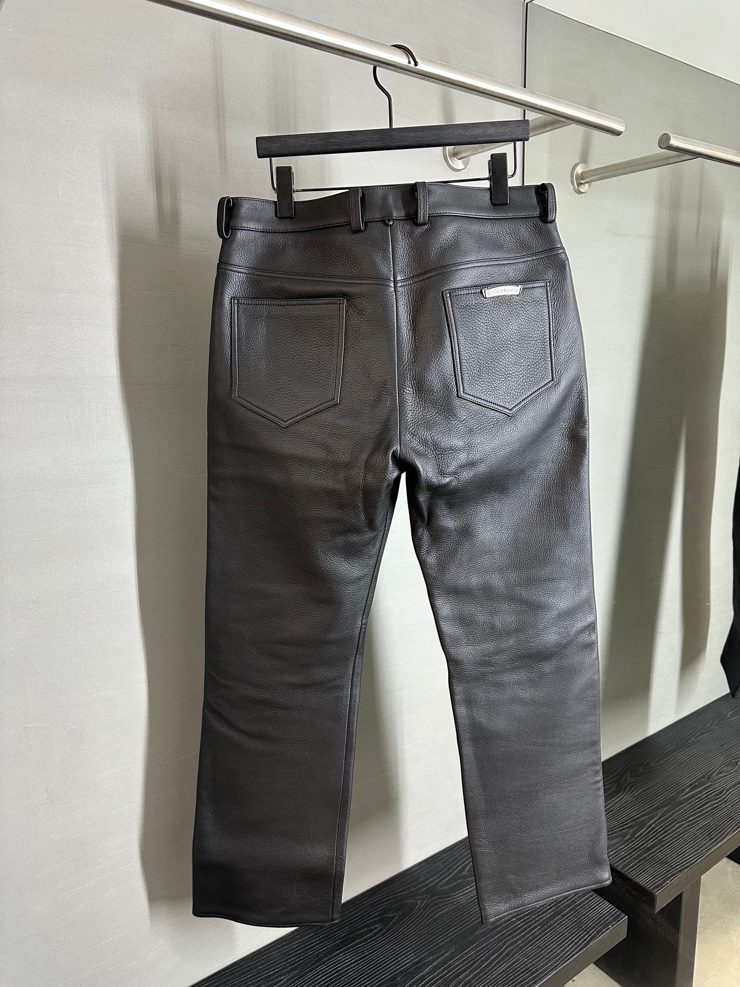 Chrome Hearts Fleur Knee Leather  Pants