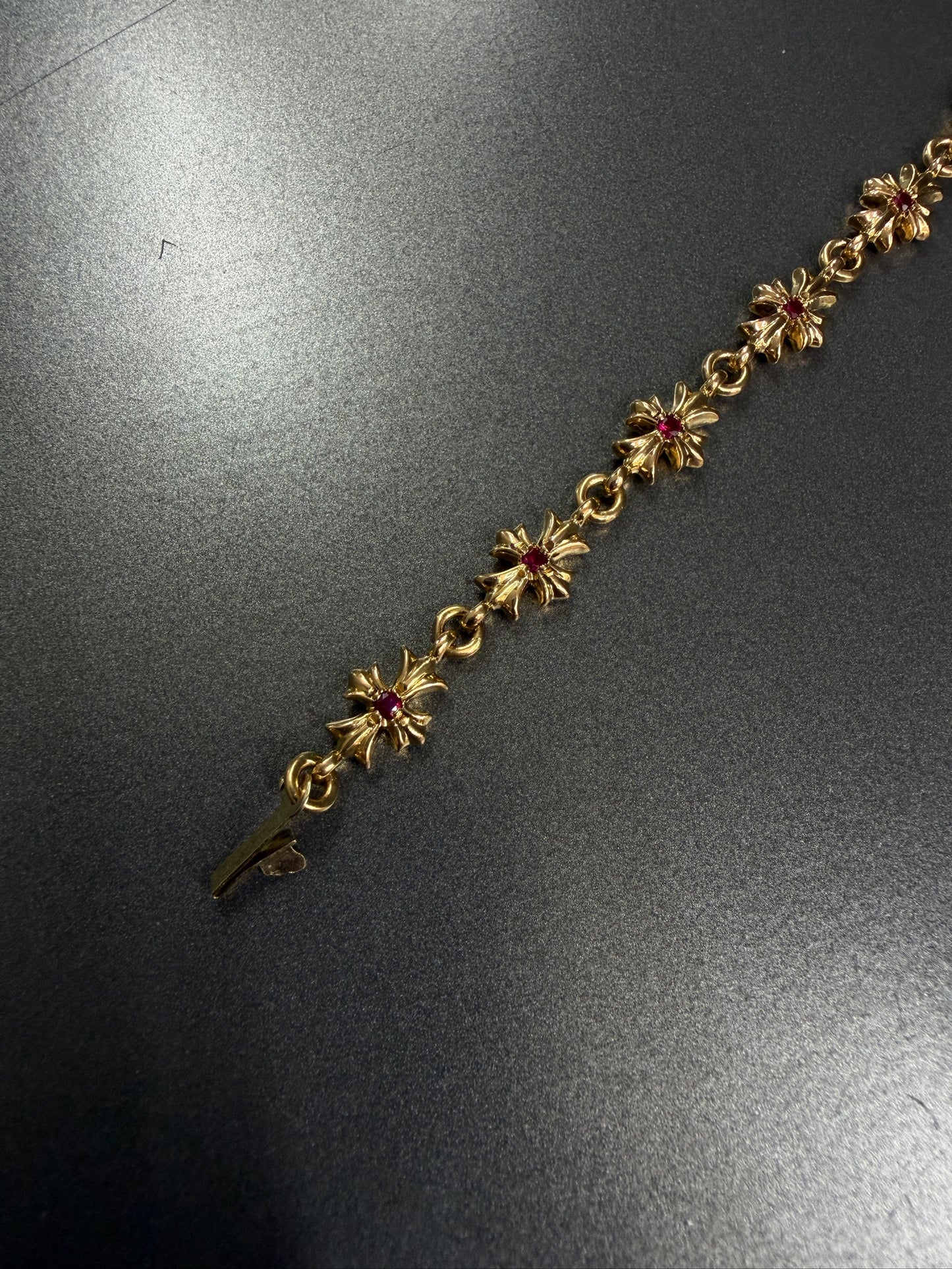 Chrome Hearts 22K Ruby Tiny E Bracelet 12 Links