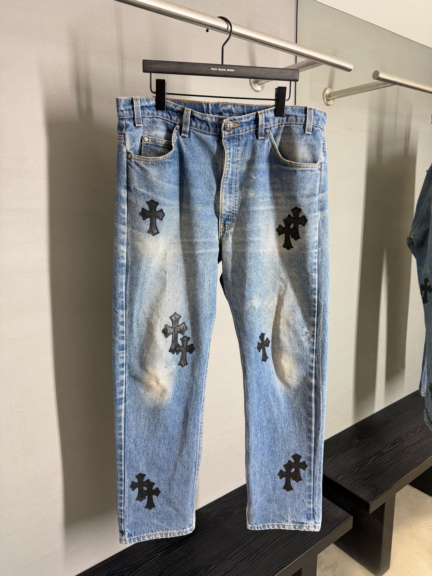 Chrome Hearts Levi’s 505 Cross Patch Jeans