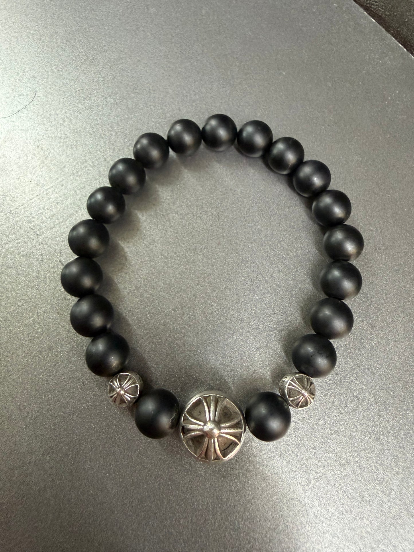 Chrome Hearts Cross 8mm Bead Bracelet