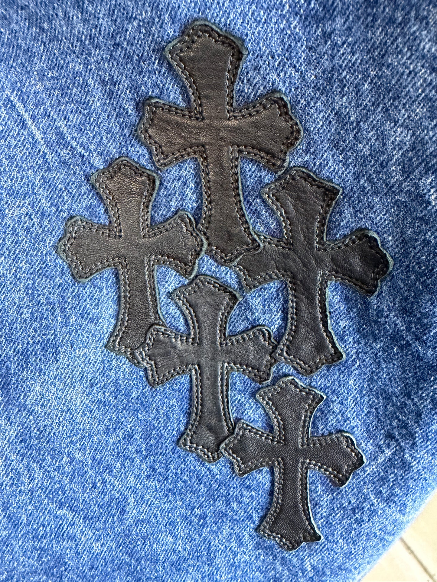 Chrome Hearts Leather Cross Patch 517 Jeans