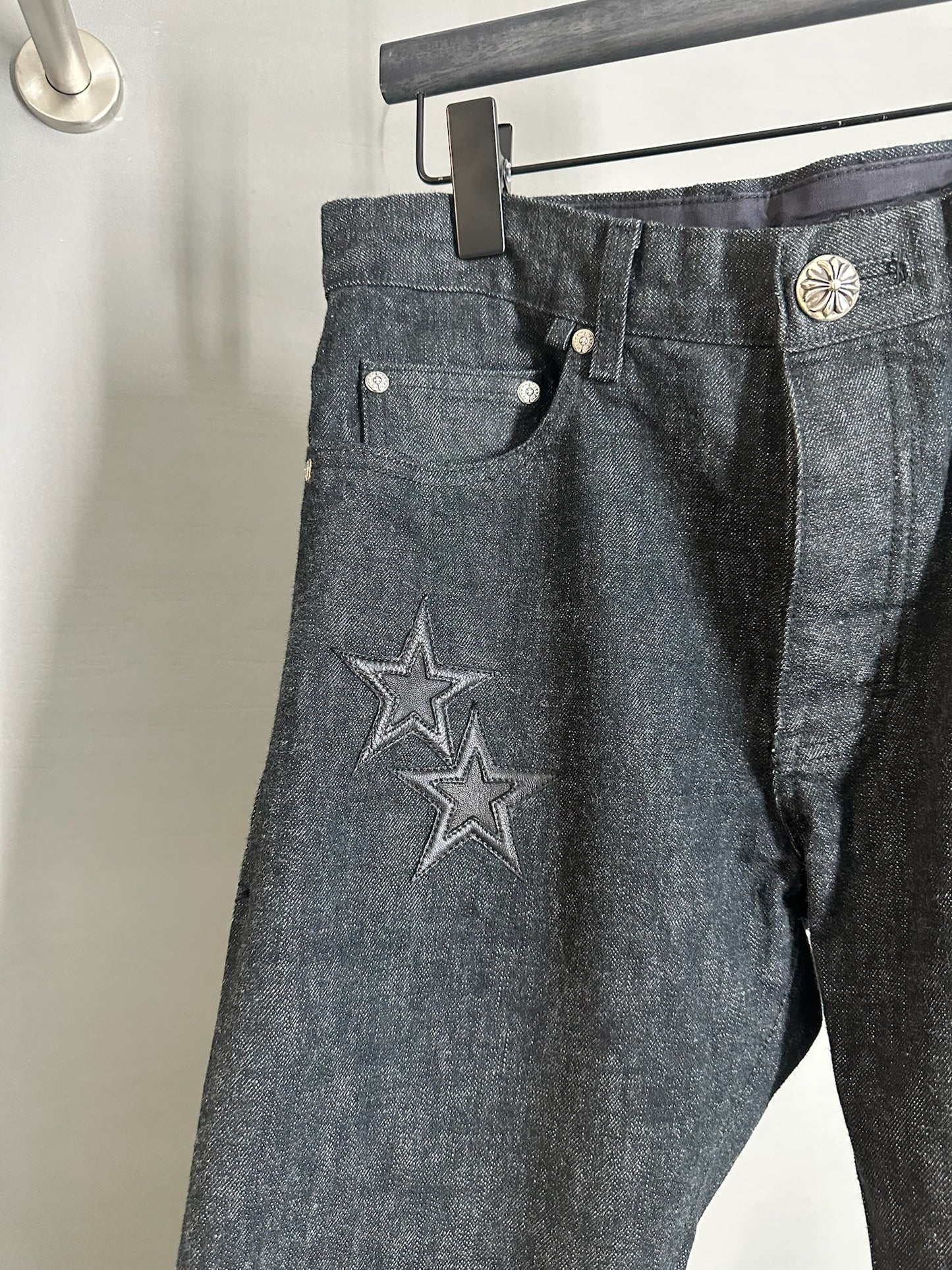 Chrome Hearts Leather Star Patch Jeans