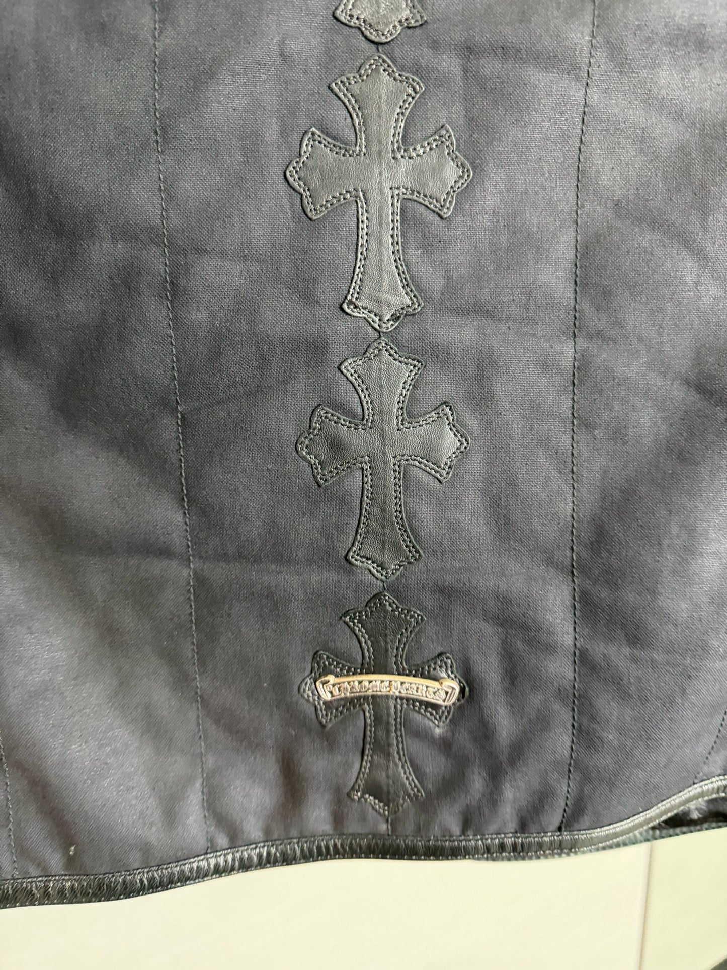 Chrome Hearts Leather Cross Patch Vest