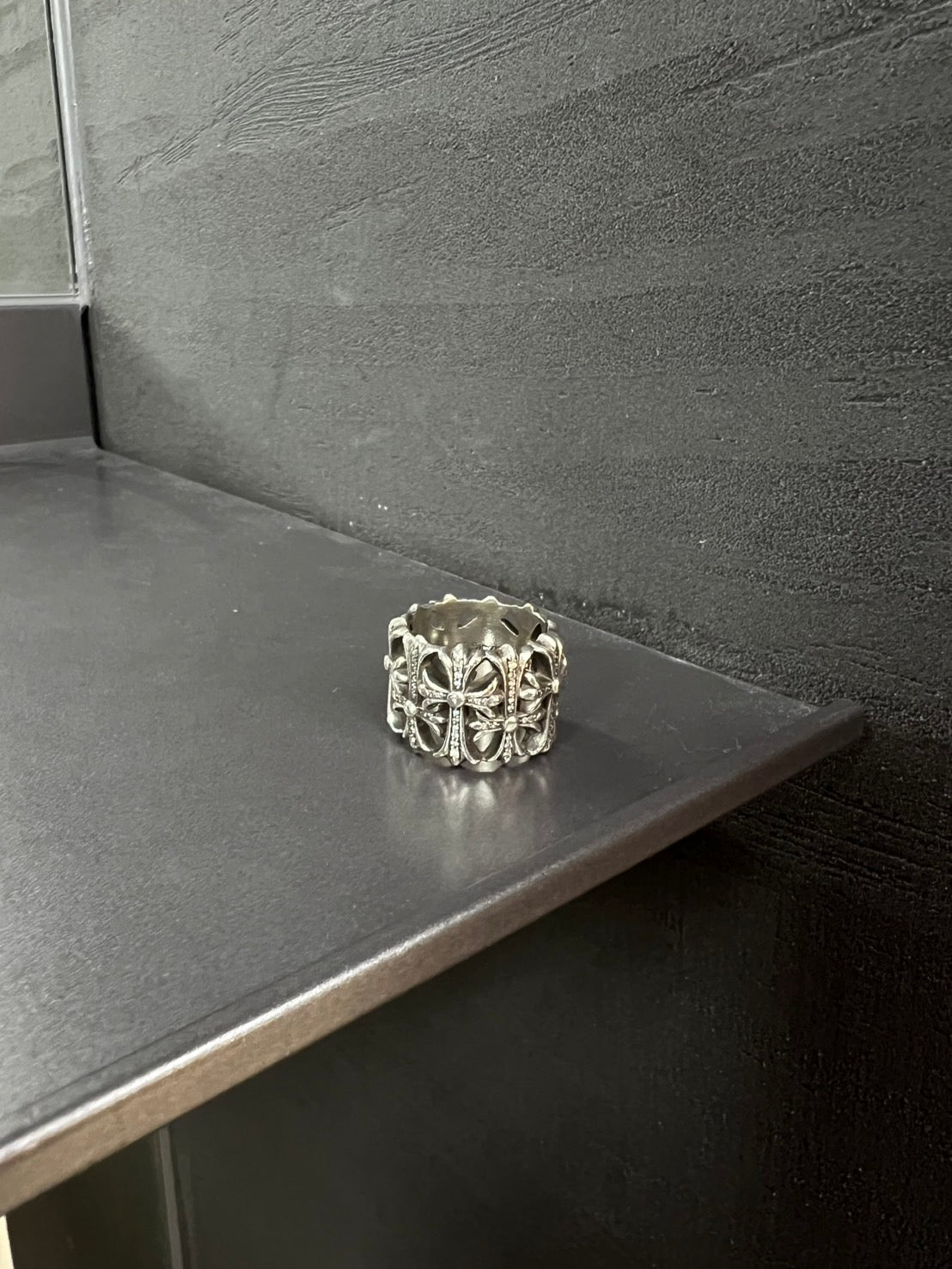 Chrome Hearts Cemetery Cross Ring with Diamonds