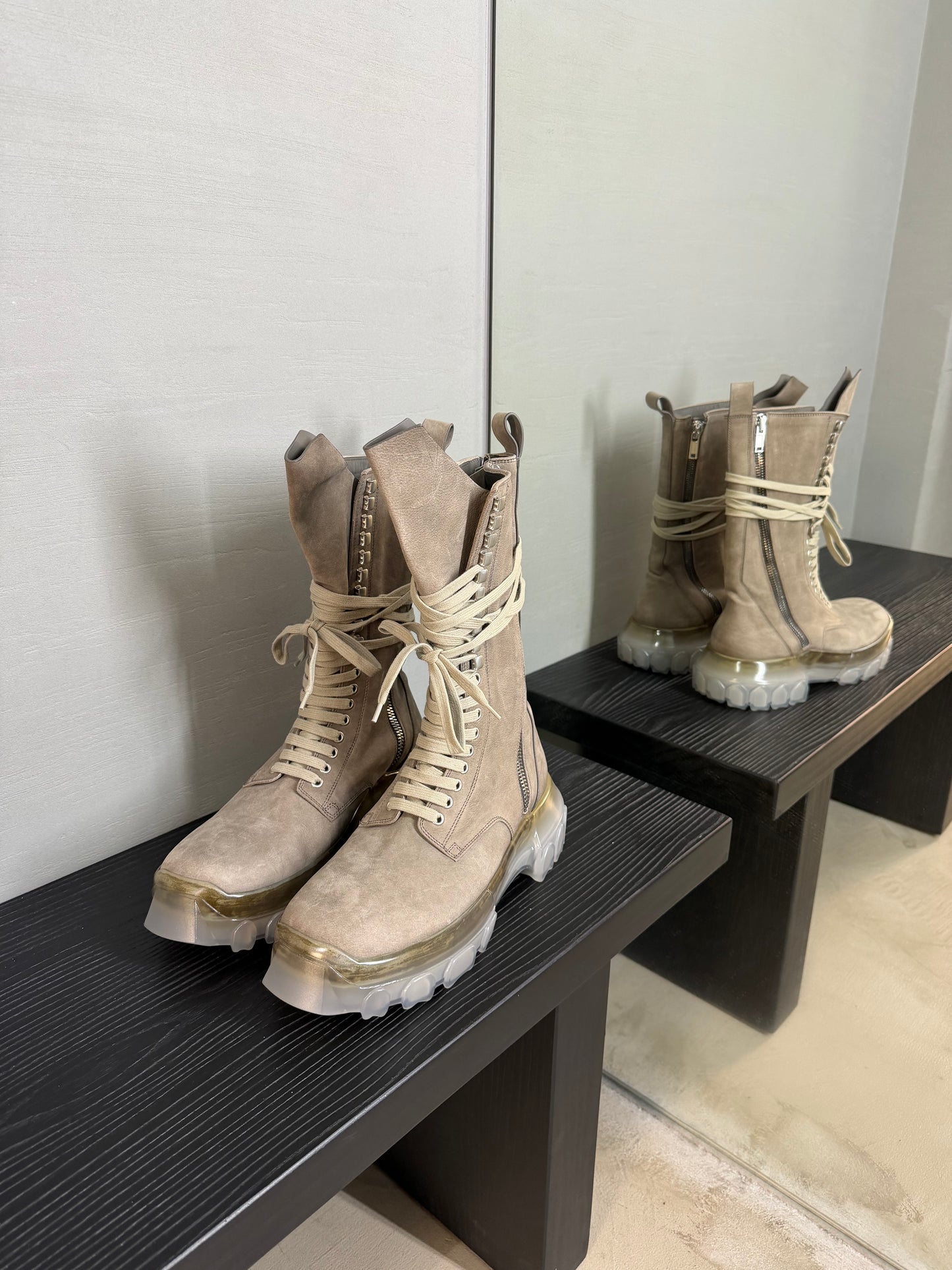 Rick Owens Army Tractor Lace Up Boots