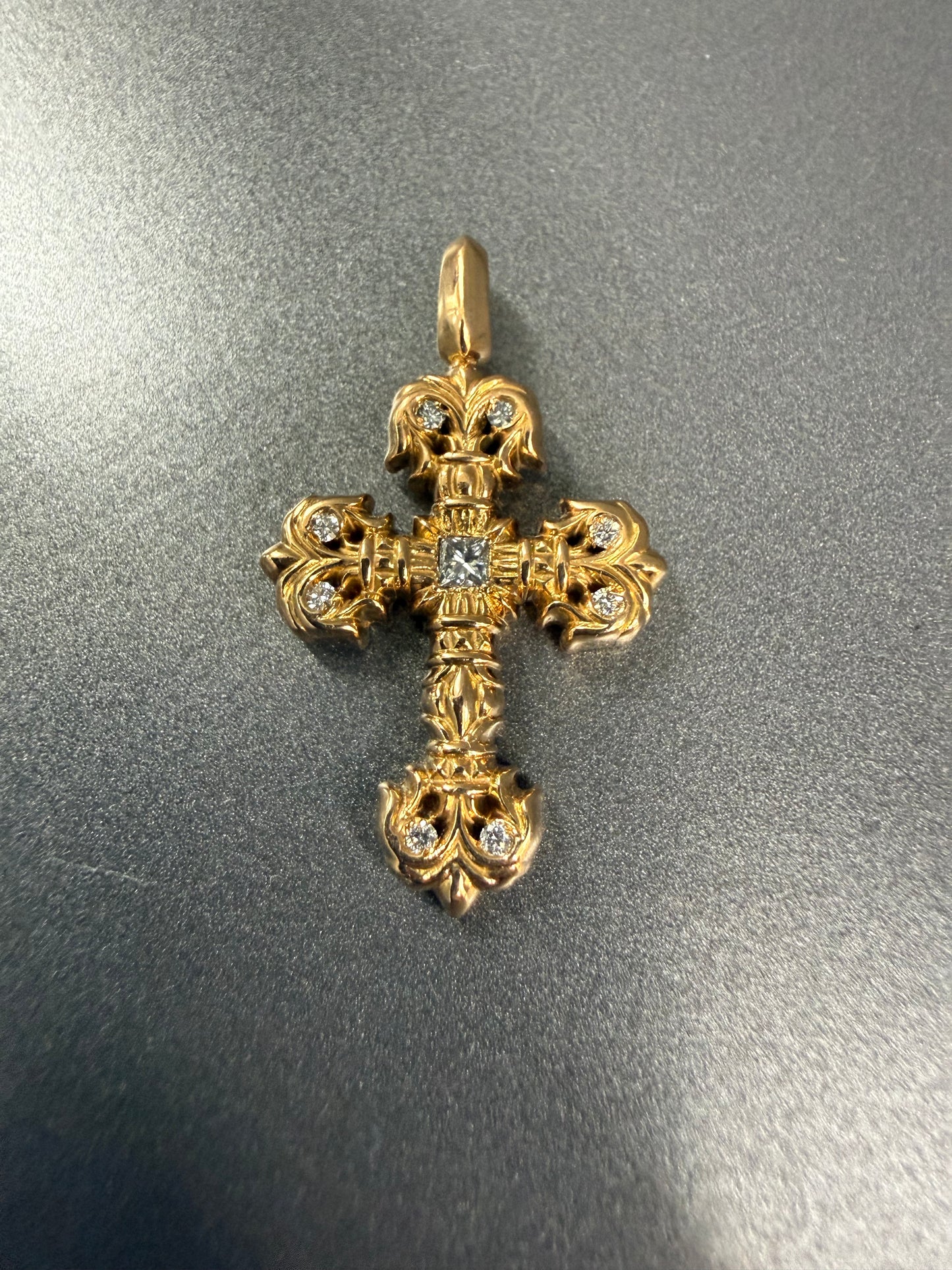 Chrome Hearts 22k Filigree Cross Pendant with Diamonds