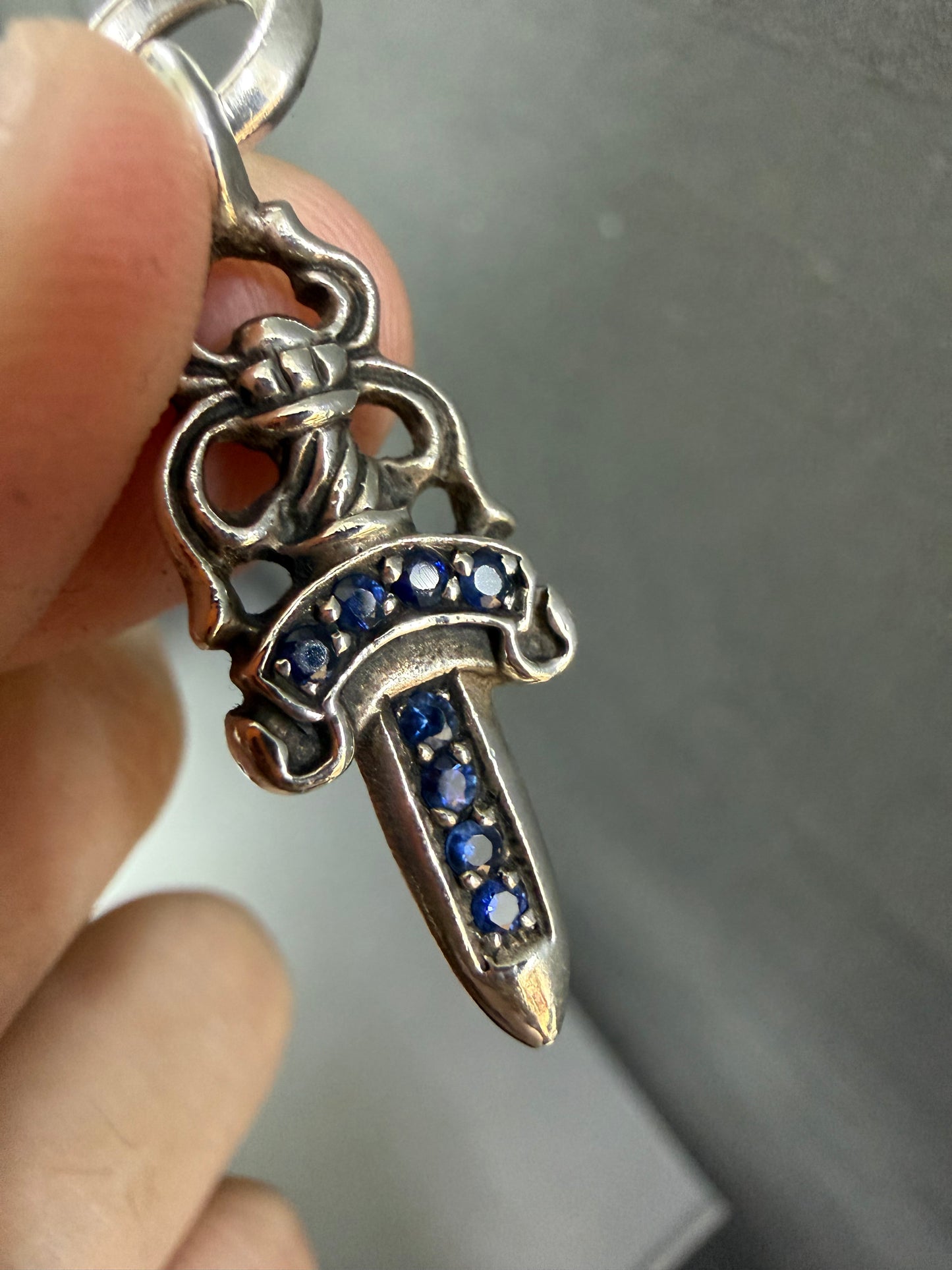 Chrome Hearts Sapphire Dagger Pendant