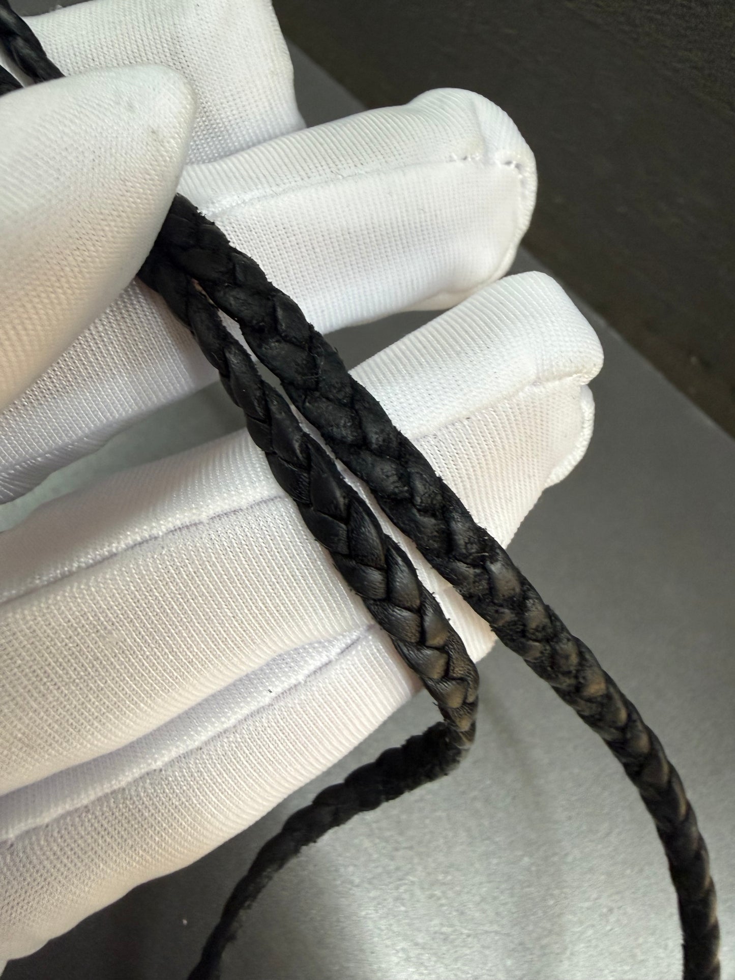 Chrome Hearts Cross Pendant Leather Braided Necklace