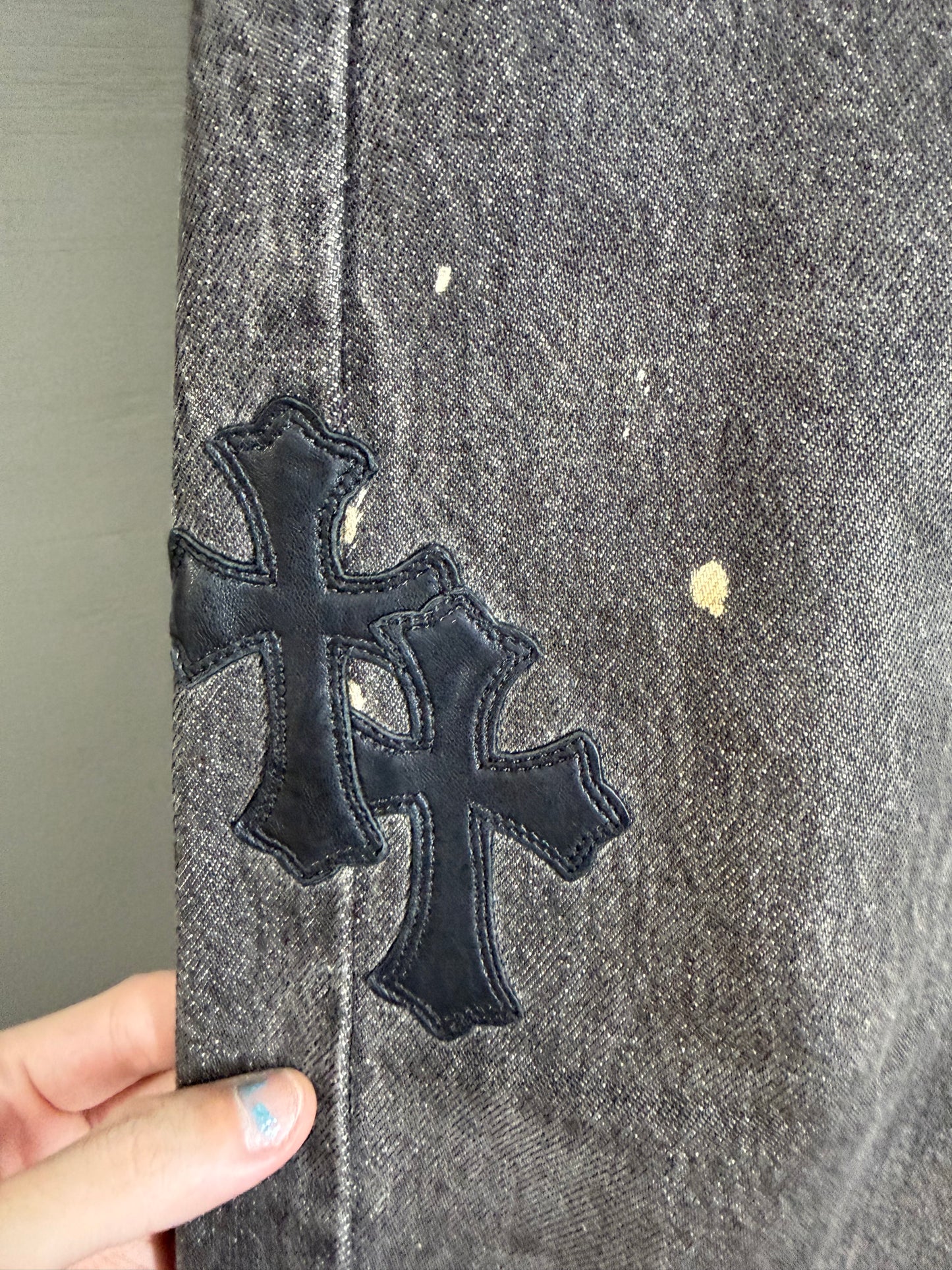 Chrome Hearts Leather Cross Patch 501 Jeans