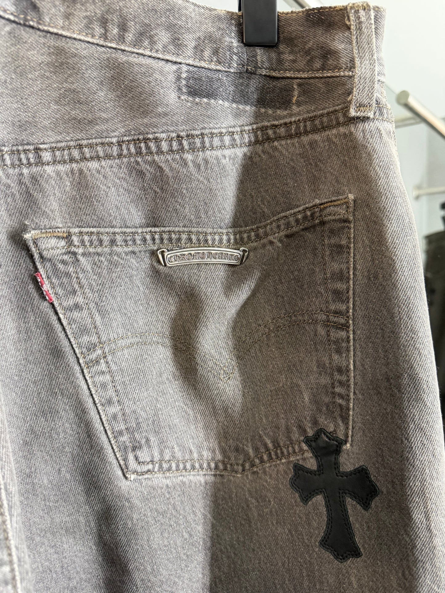 Chrome Hearts Leather Cross Patch 501 Jeans