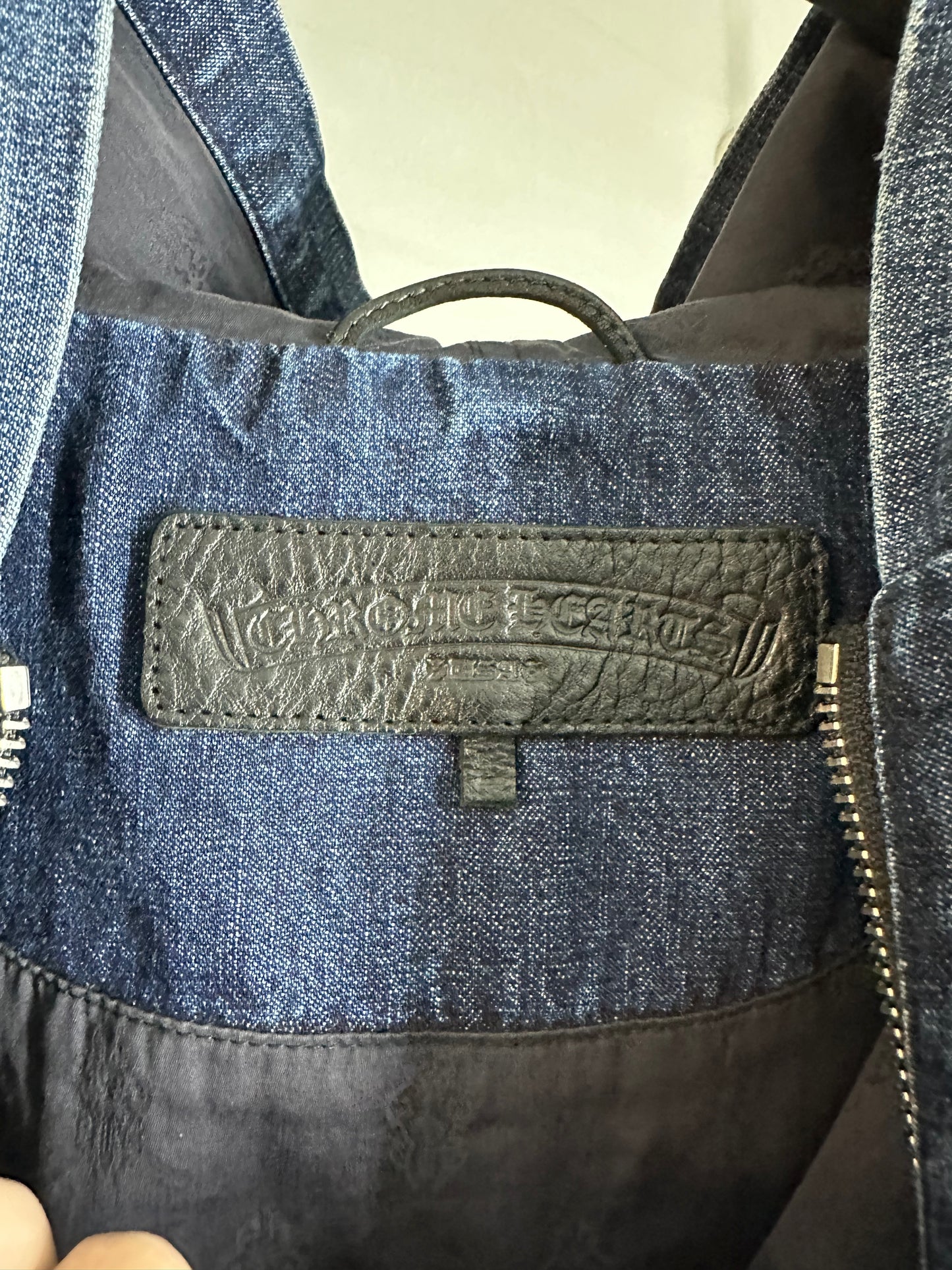 Chrome Hearts Ruckus Hooded Denim Cross Patch Jacket