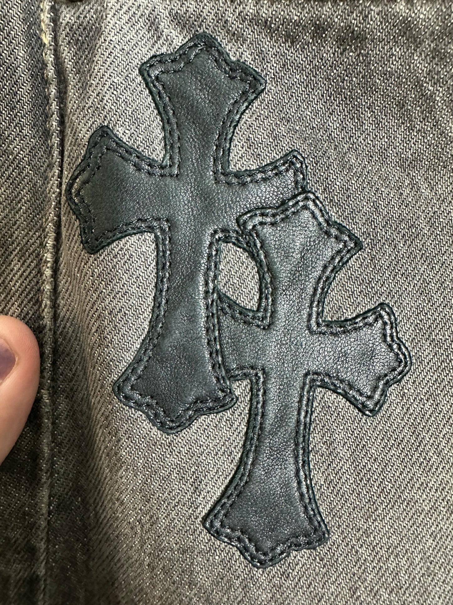 Chrome Hearts Leather Patched 501 Levis Jeans