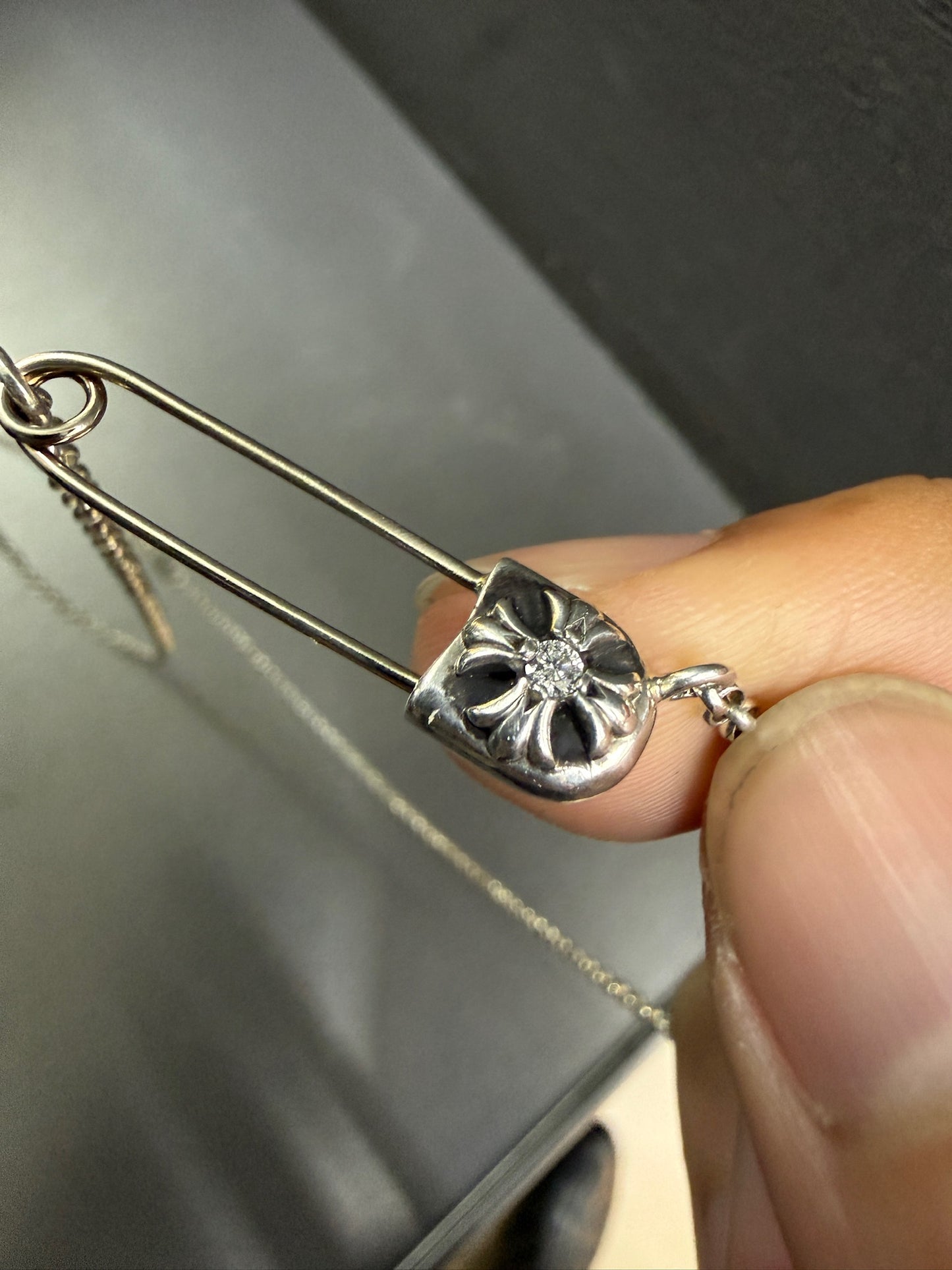 Chrome Hearts Safety Pin with Diamond 50cm