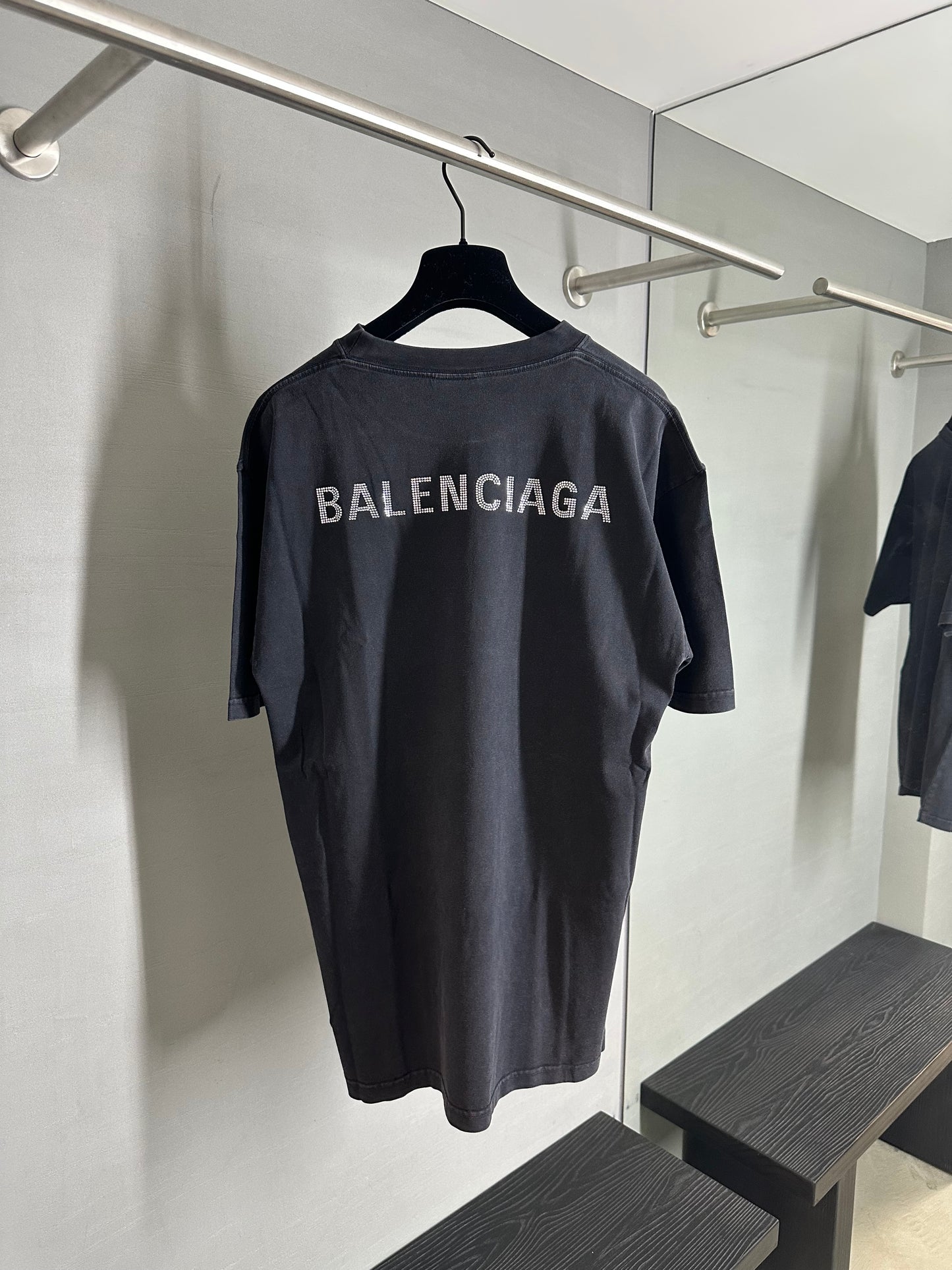Balenciaga Rhinestone Logo Oversized T-Shirt