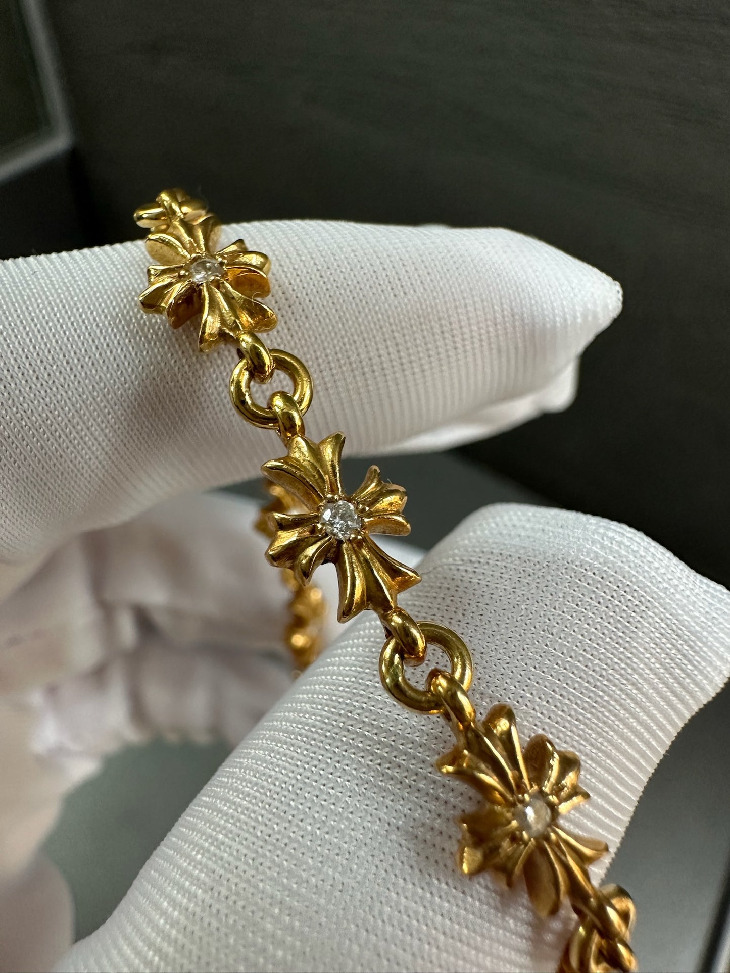 Chrome Hearts 22k Tiny E bracelet with diamonds 11links