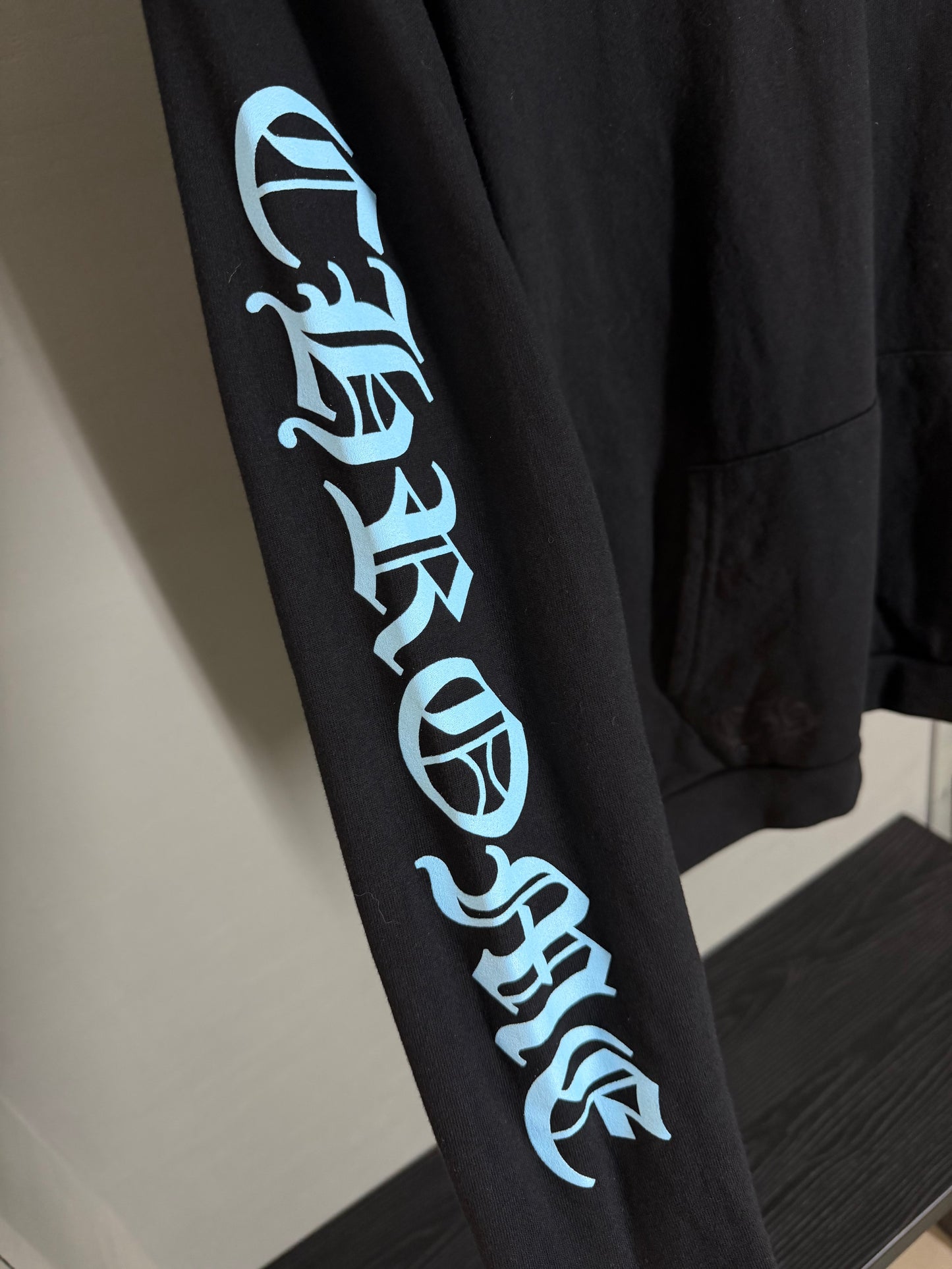 Chrome Hearts Sky Blue Scroll Logo Hoodie