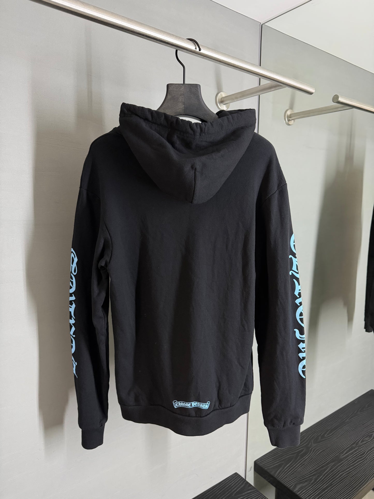 Chrome Hearts Sky Blue Scroll Logo Hoodie