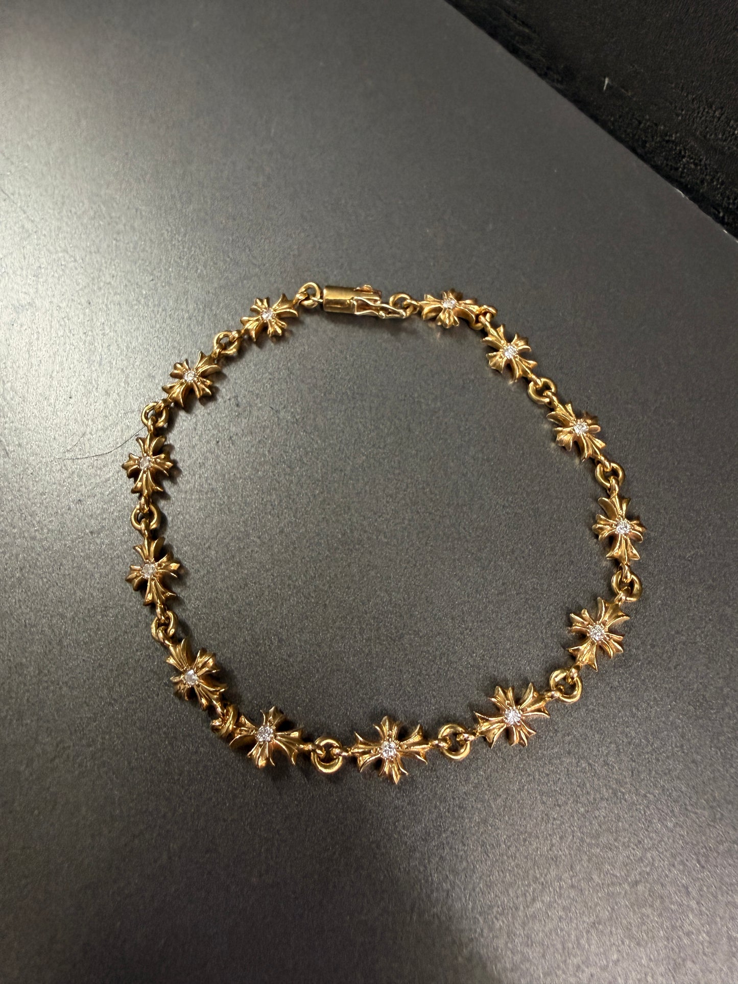 Chrome Hearts 22k Tiny E Bracelet With Diamonds 13 Links