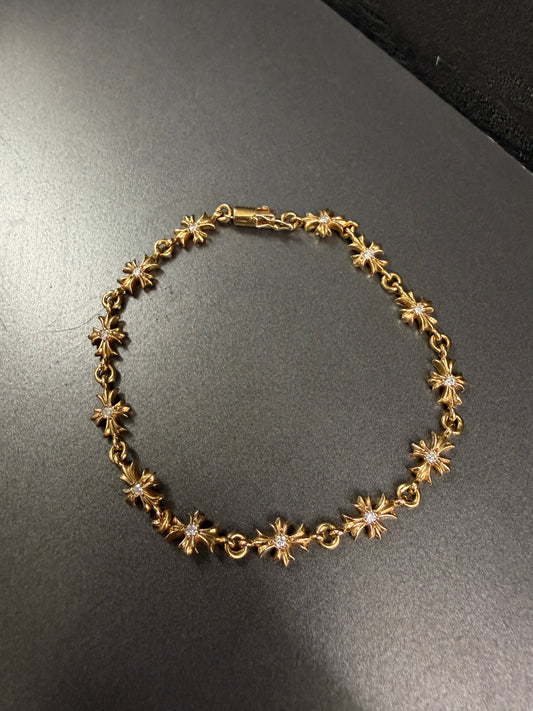 Chrome Hearts 22k Tiny E Bracelet With Diamonds 13 Links