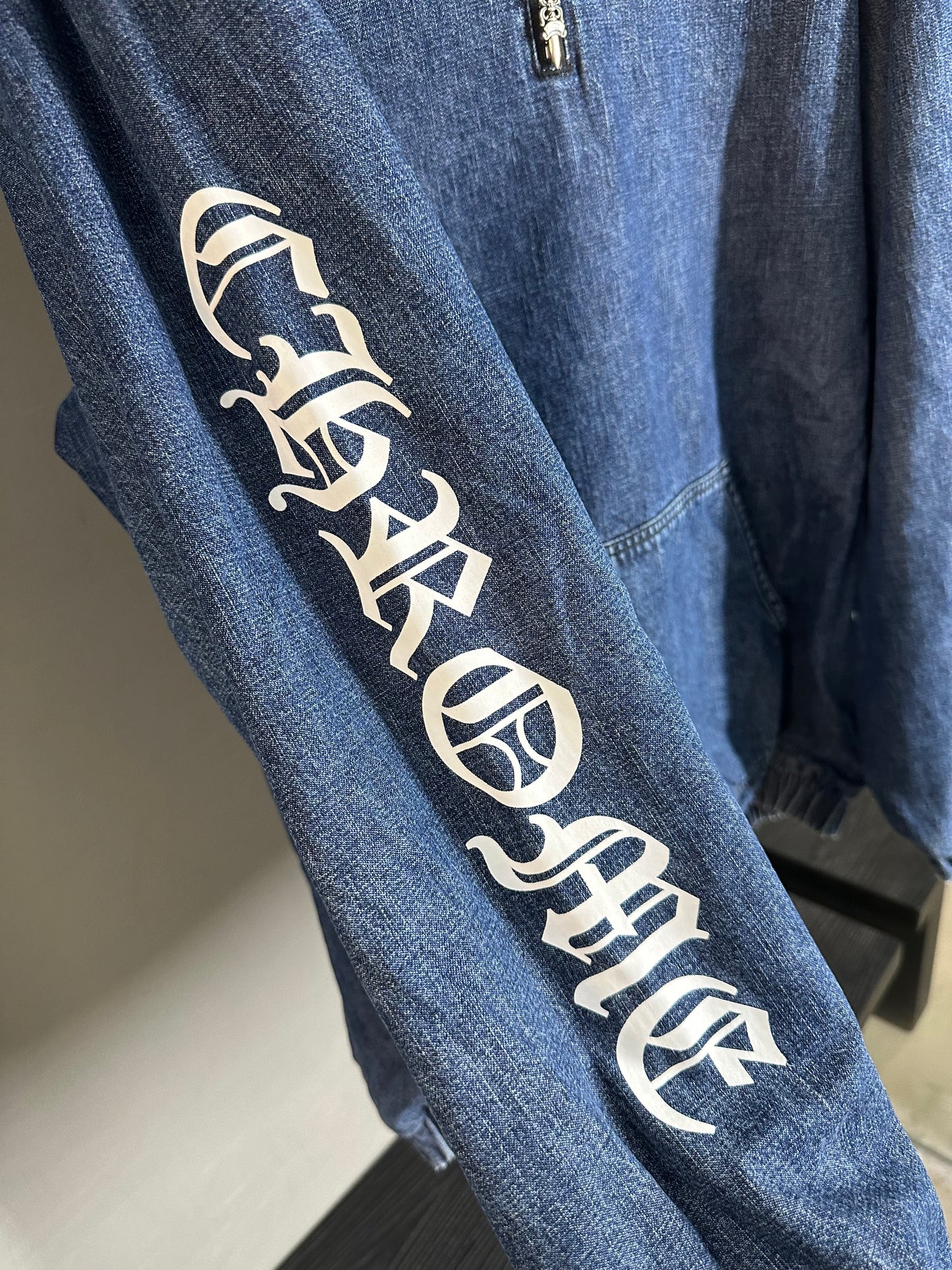 Chrome Hearts Ruckus Hooded Denim Cross Patch Jacket