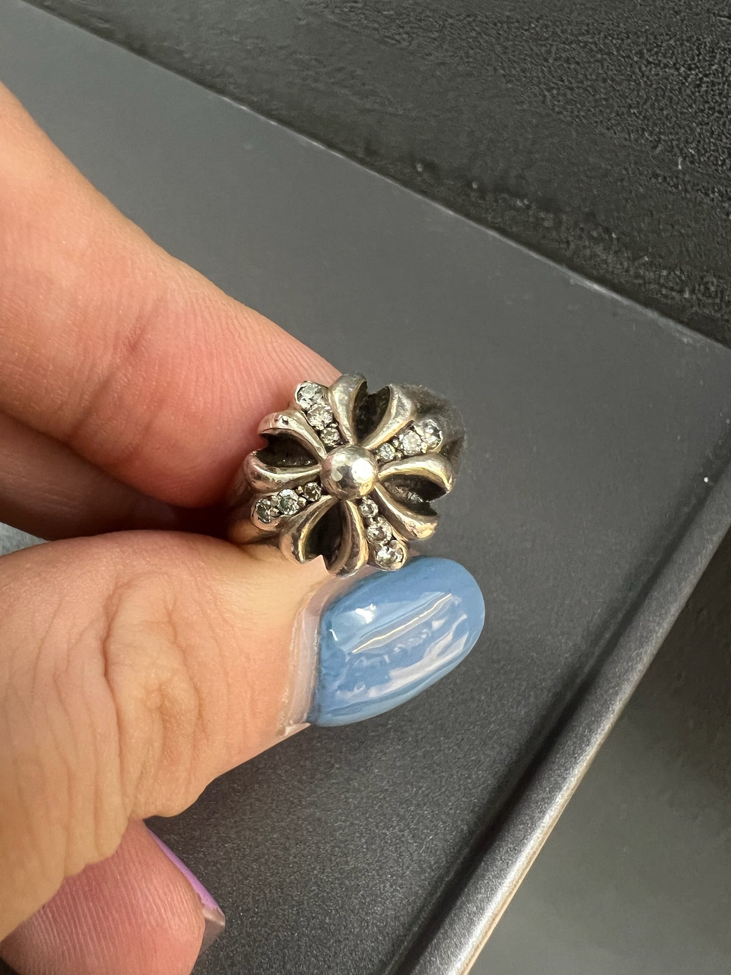 Chrome Hearts Cut Out Plus Ring with Diamond