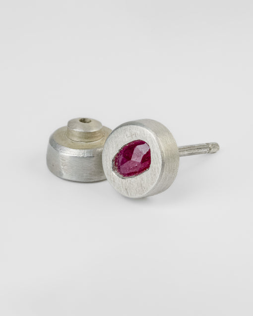 Parts of Four Stud Earring (0.2 CT, Ruby Slice,DA+RUB)