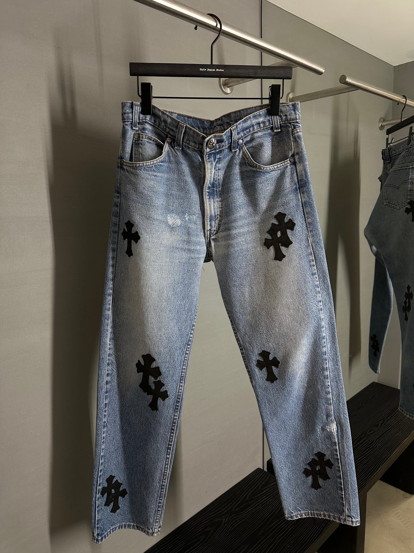 Chrome Hearts Levi’s 505 Cross Patch Jeans