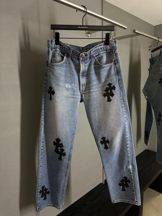 Chrome Hearts Levi’s 505 Cross Patch Jeans